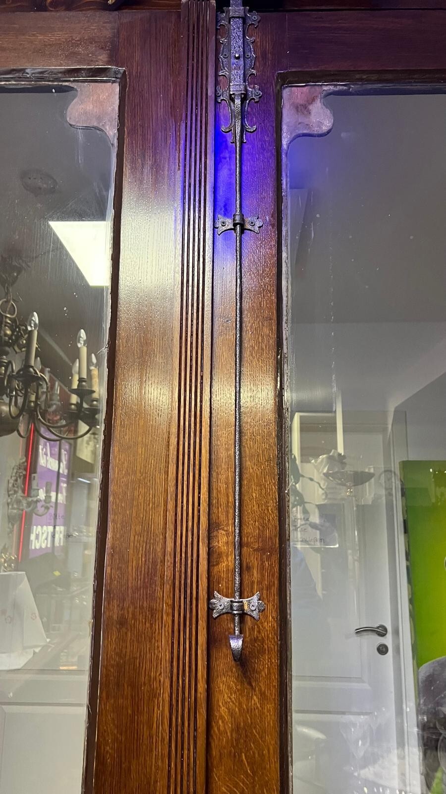 Jugendstil Doppelflügeltür - Eiche massiv - Glas - Mes. Beschläge - Restauriert13