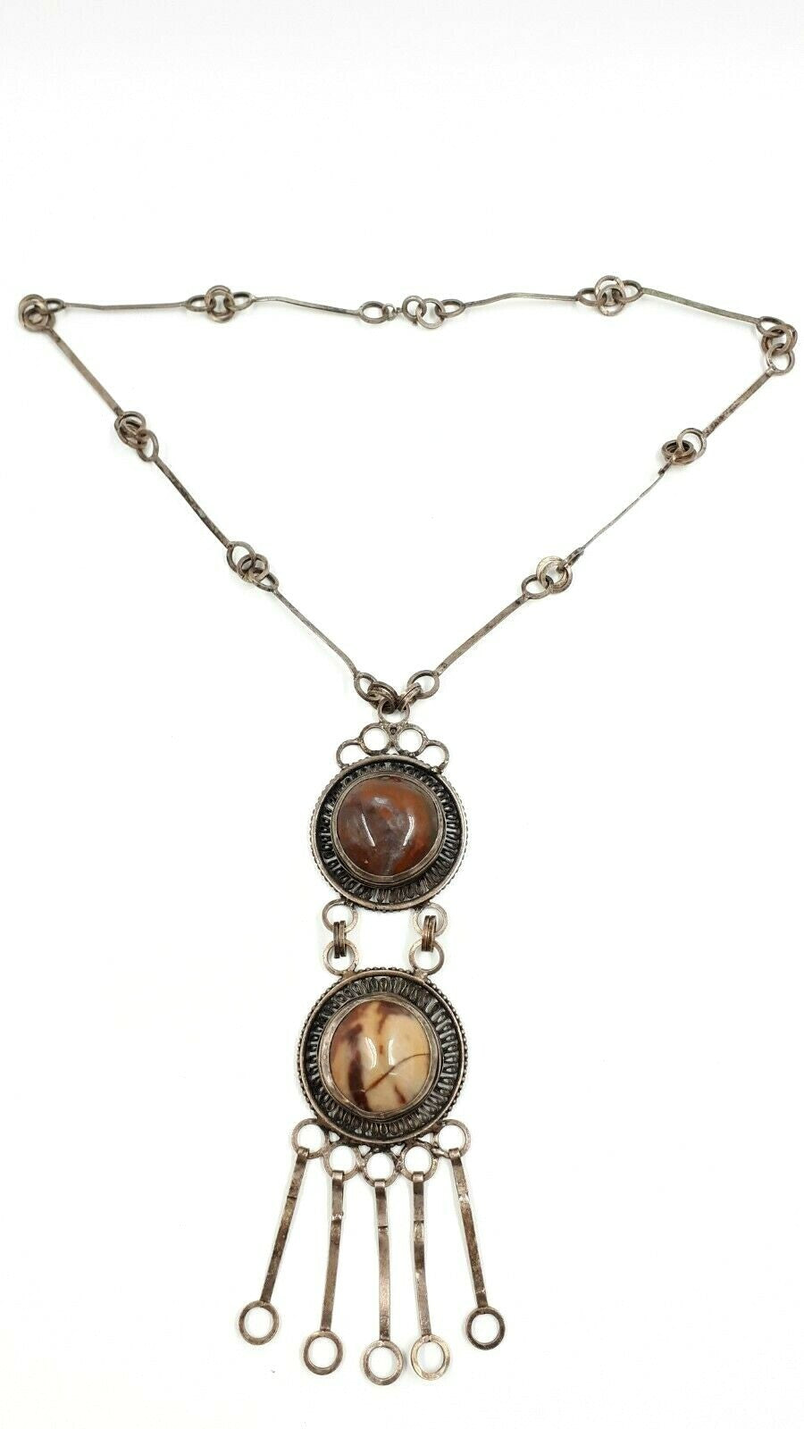 antiker Trachtenschmuck Jaspis - Halskette Necklace - Schmuckstein Cabochon0