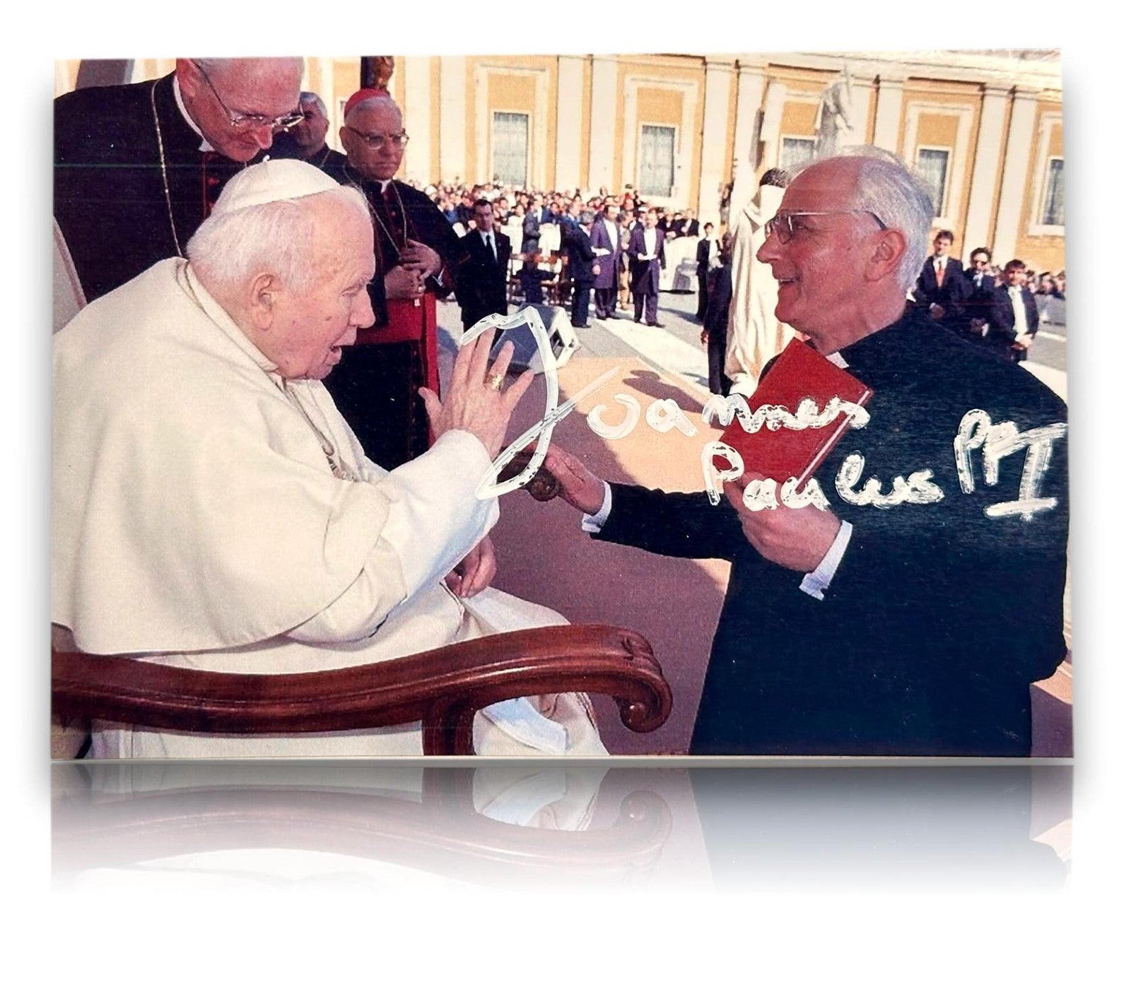 Papst Johannes Paul II. – original signierte Fotokarte mit weißem Marker0