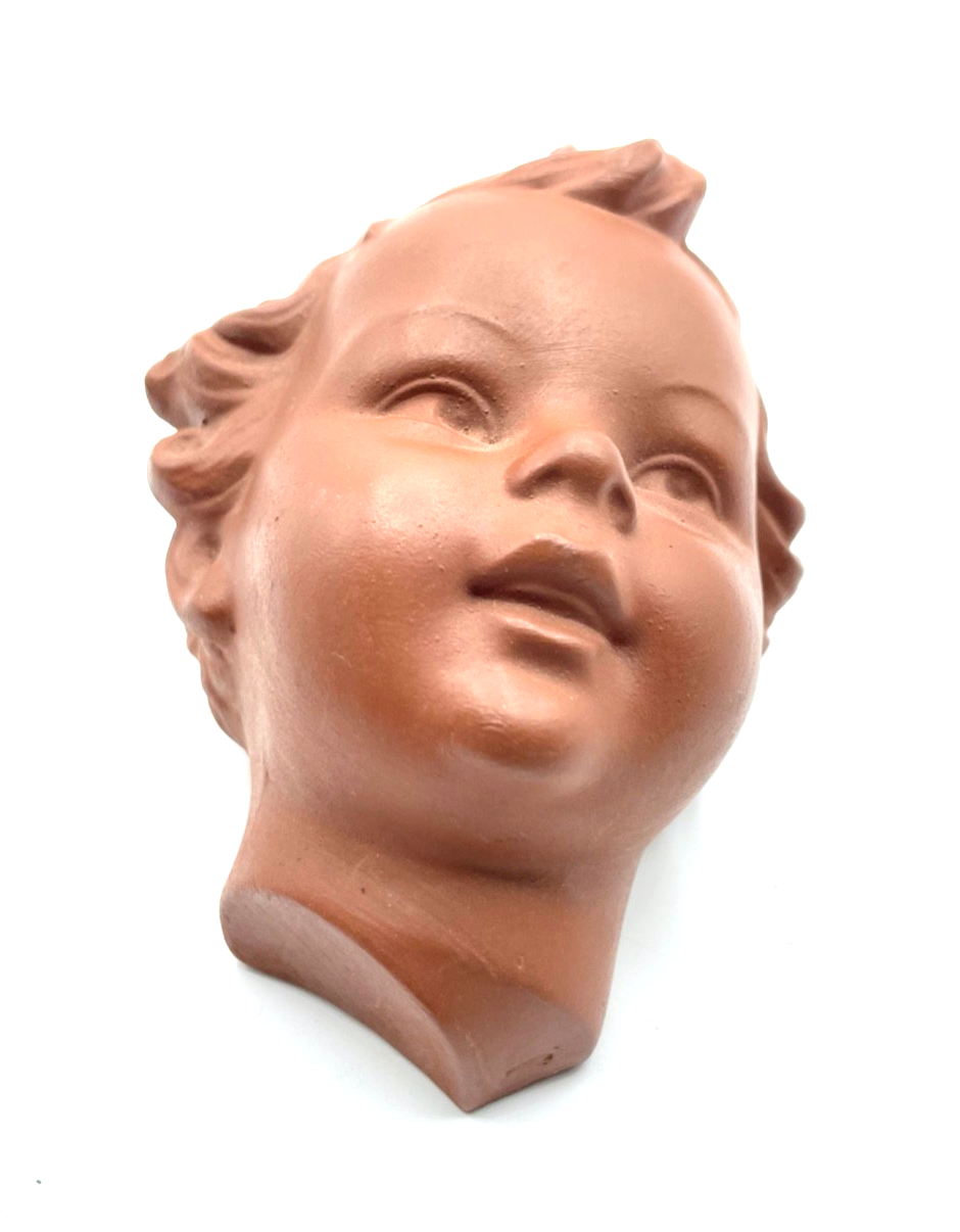 Mid century Goebel Terrakotta Wandmaske 1957 Kinderkopf FX206/A sehr gepflegt5