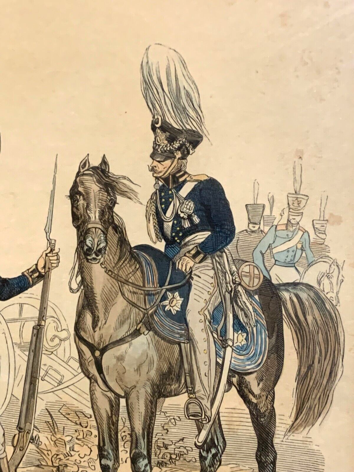René Louis DEMORAINE - Stahlstich koloriert - Preußische Artillerie Uniform 18122