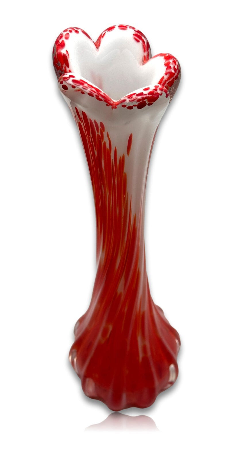 Murano Vase - Rot Weißer Unterfang - geschliffener Stand - Mid-Century4