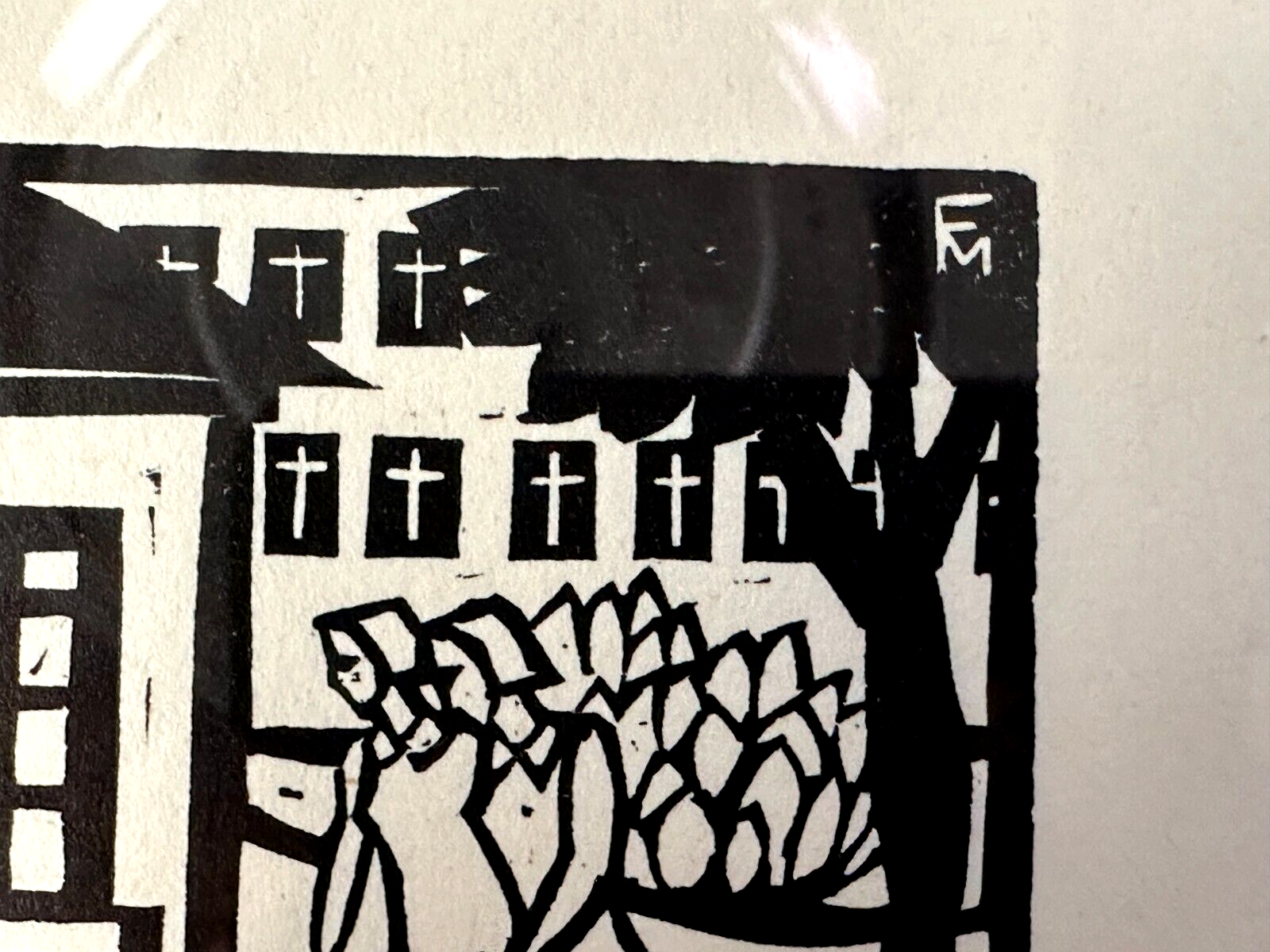 Conrad Felixmüller - Holzschnitt Woodcut - 'Krankenhaus im Garten' 1949 - Sign.9