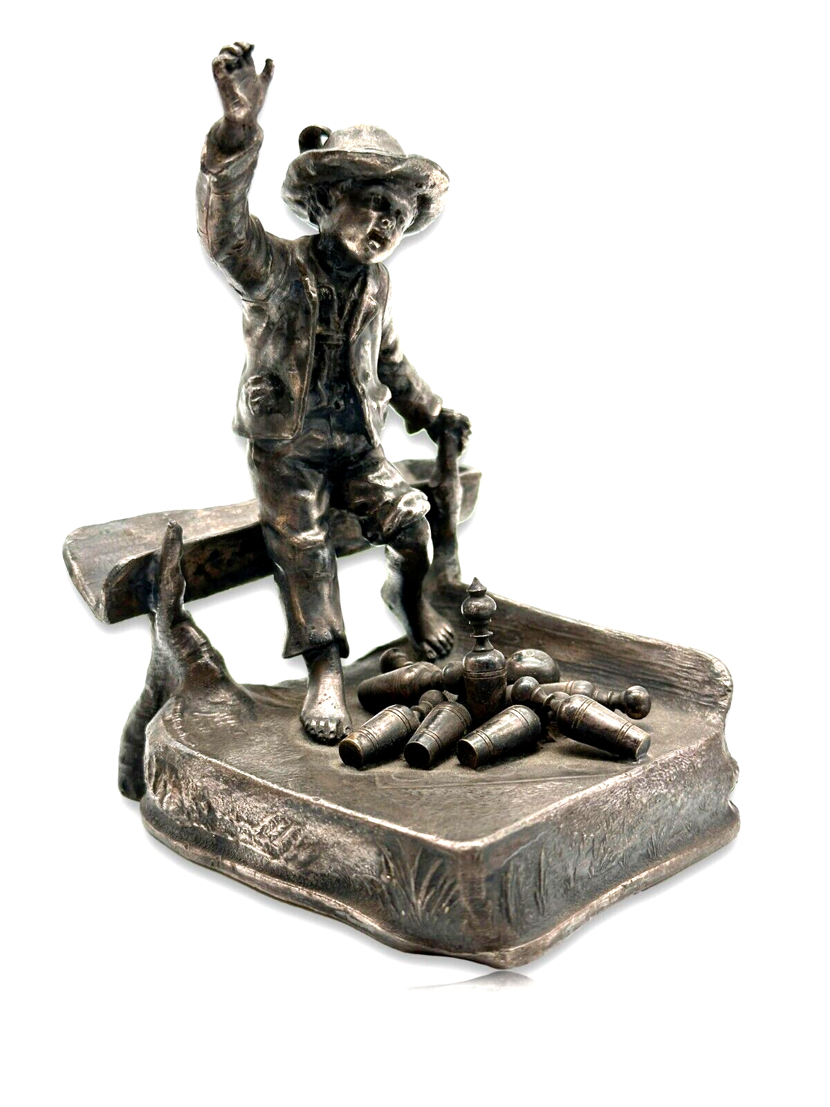 WMF 1886-1903 - Kegelbub Kegelaufsteller - figürlicher Kegelpreis - patiniert0