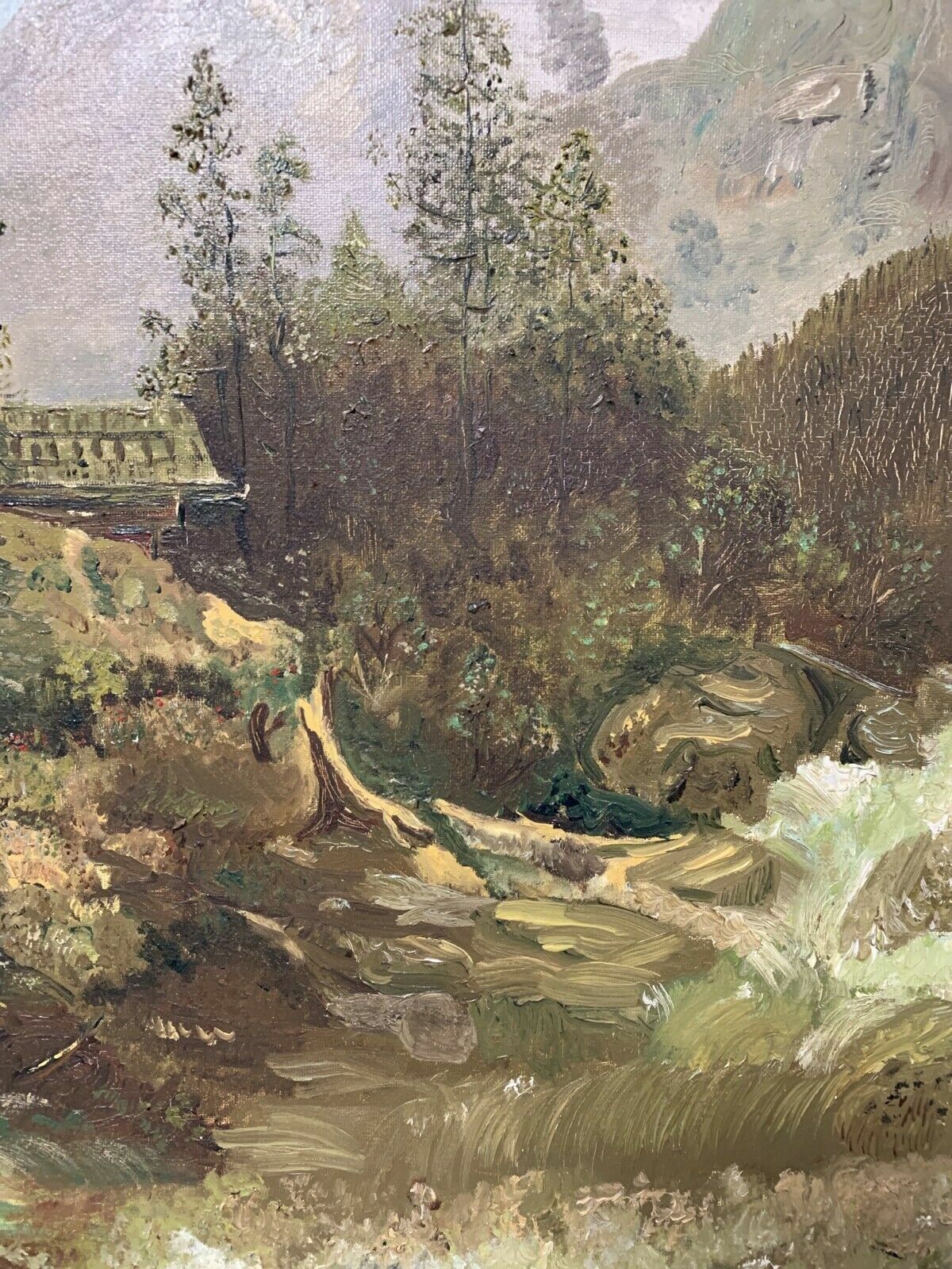 Ölgemälde - Öl auf Leinwand - signiert Monogramm - 'Der Gebirgsbach' - gerahmt5