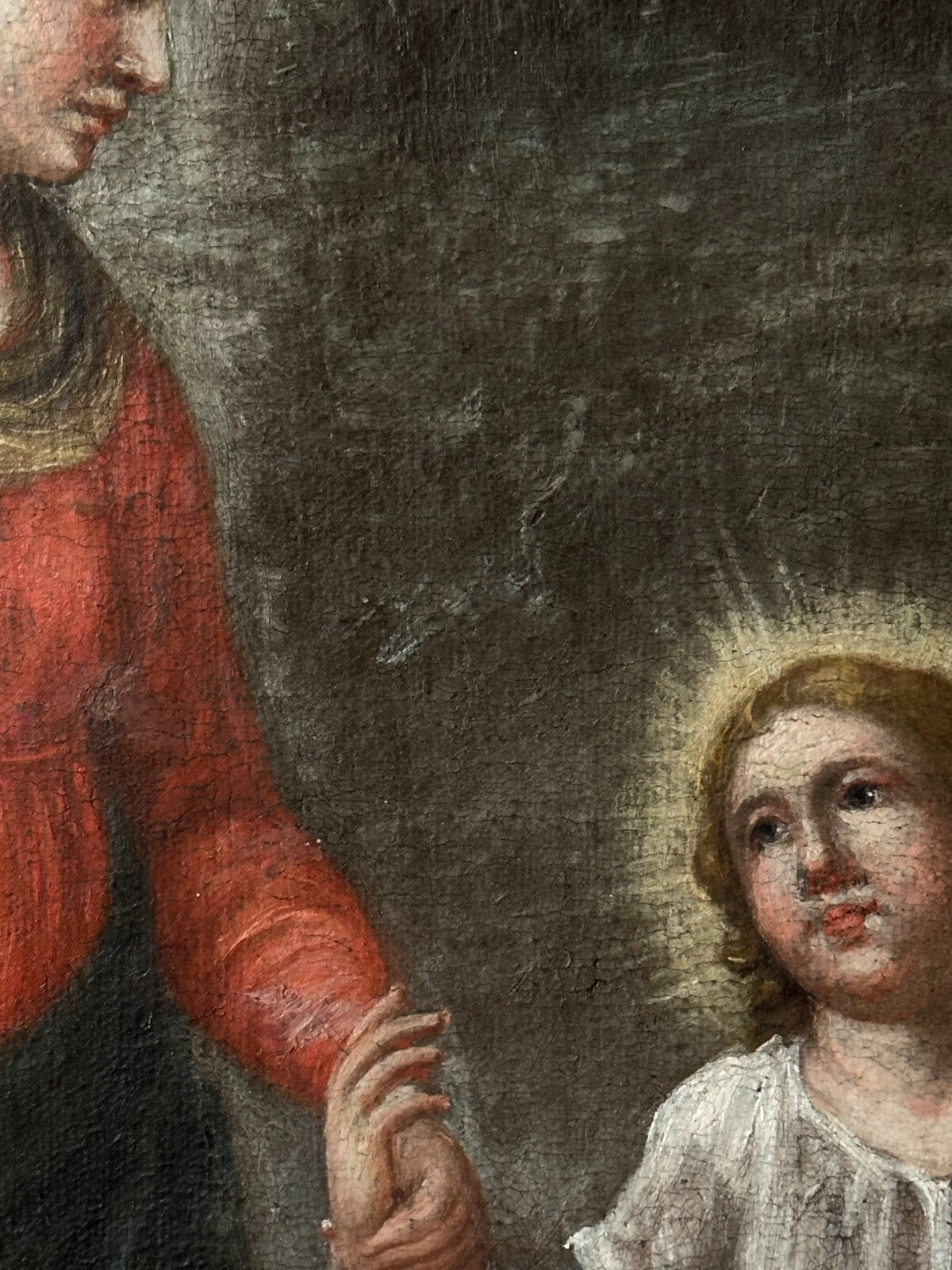 Doppelgemälde - Öl auf Leinwand - Die Heilige Familie & Jungfrau Maria - 18. Jhd2