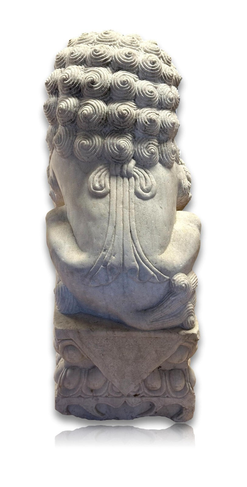 Paar Wächterlöwen - Foo-Hunde Skulptur - China 20. Jhd - weißer Marmor1