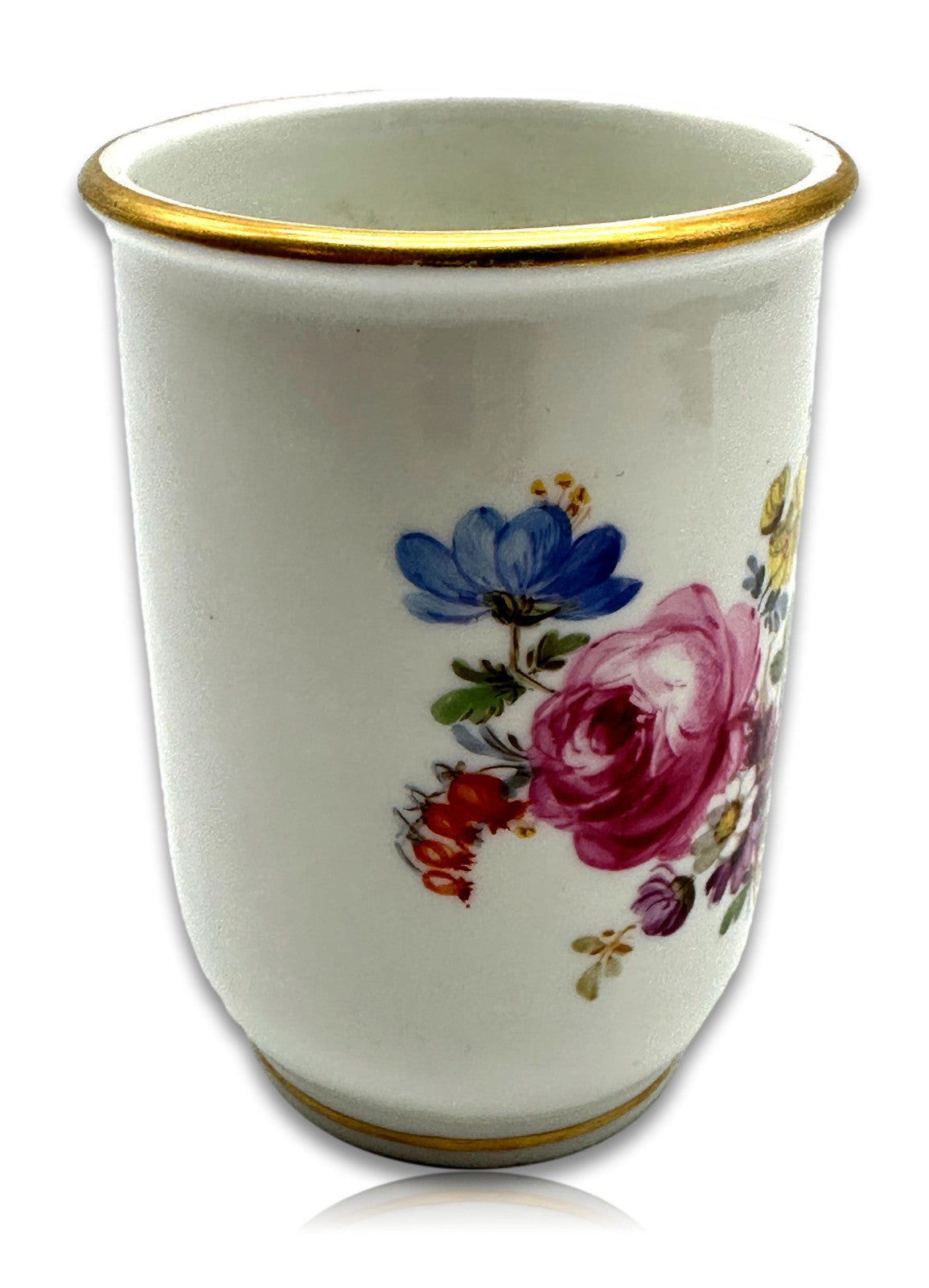 Meissen Vase um 1900 – handbemalt - Blumen & Schmetterling - Goldstaffage1