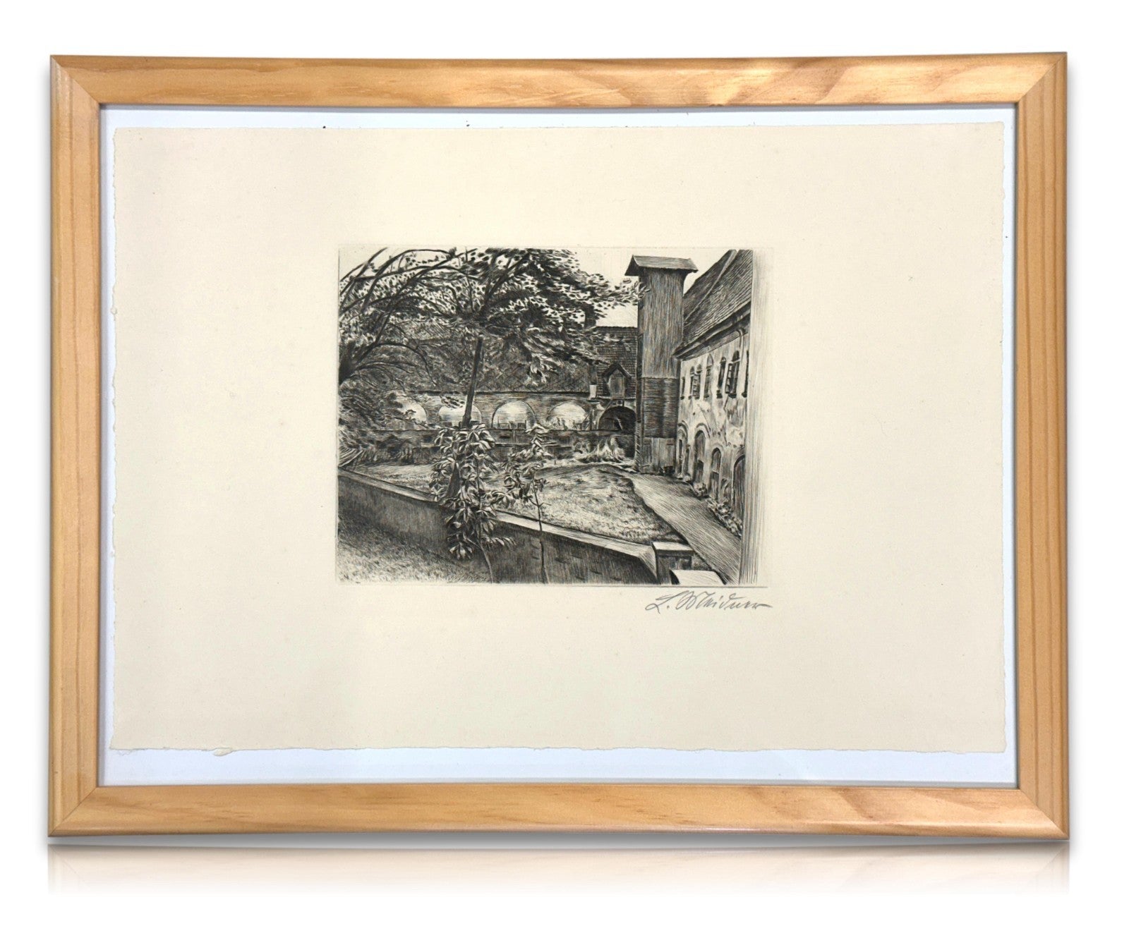 Ludwig Meidner (1884–1966) - Original-Radierung - Klosterhof Grüssau 1925 - sign0