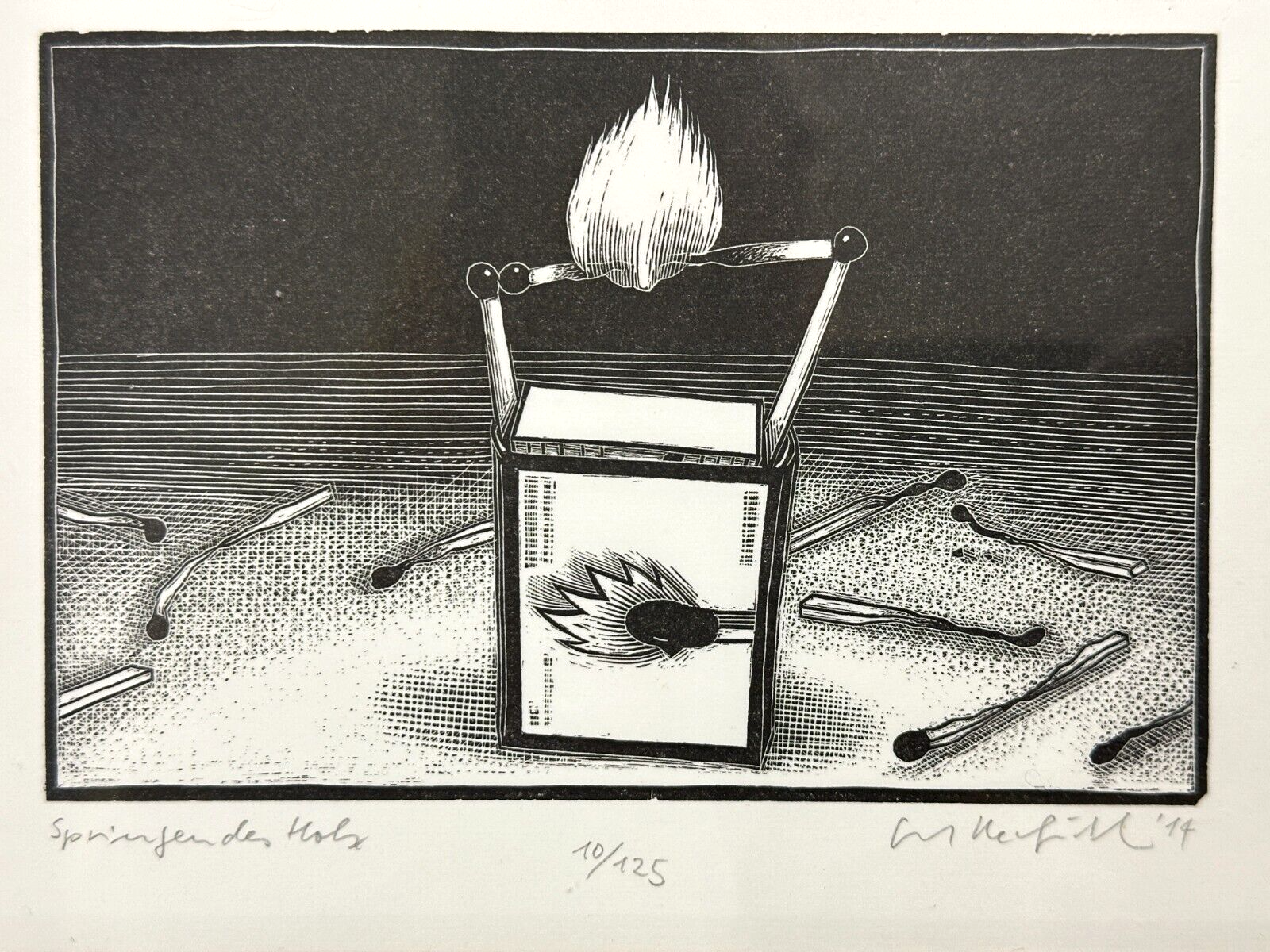 Egbert Herfurth - Holzschnitt - Springendes Holz - 2014 - signiert nummeriert2
