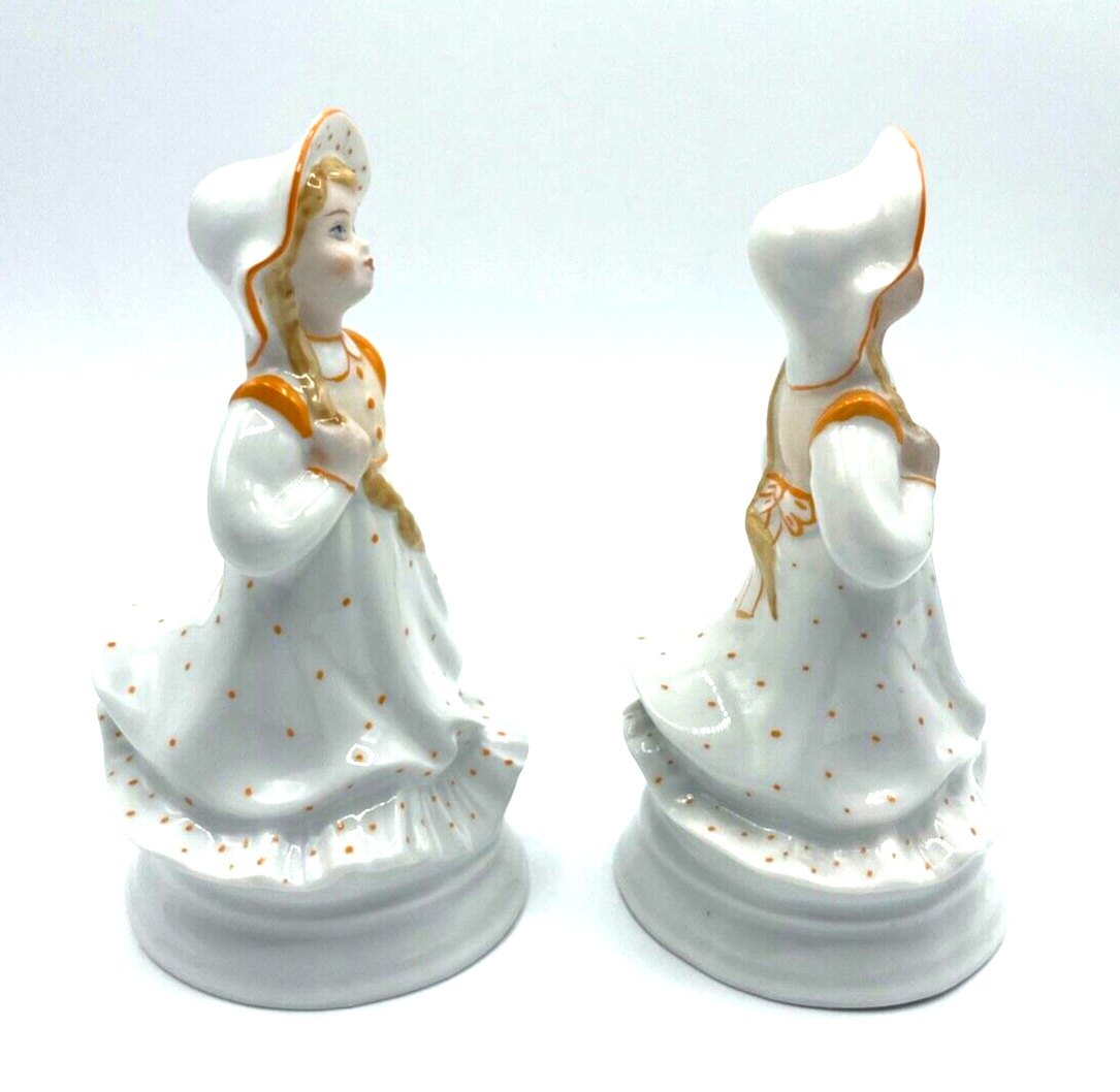 2 x vintage Porzellan Figur Mädchen mit langem Zopf H 16 cm hübsche Dekoration1