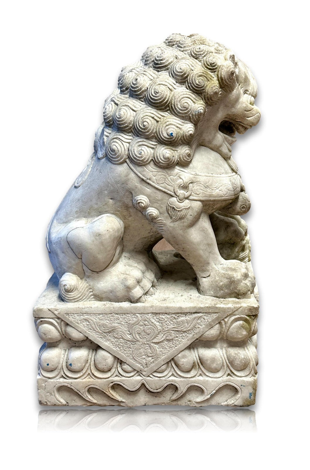 Paar Wächterlöwen - Foo-Hunde Skulptur - China 20. Jhd - weißer Marmor9