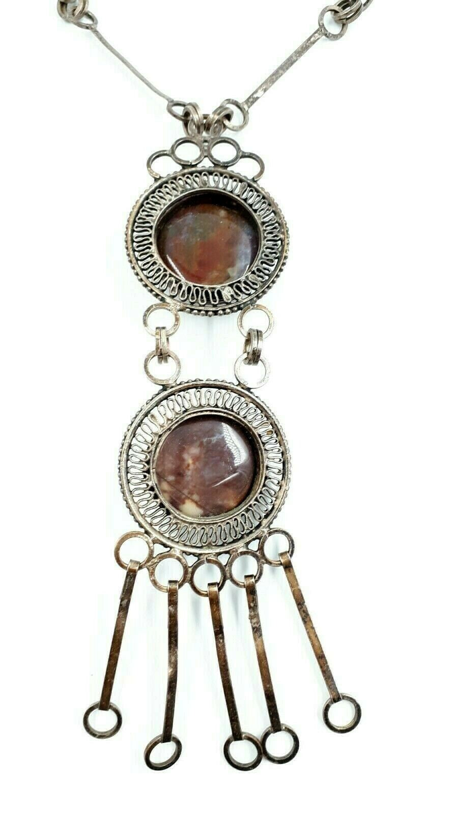 antiker Trachtenschmuck Jaspis - Halskette Necklace - Schmuckstein Cabochon5