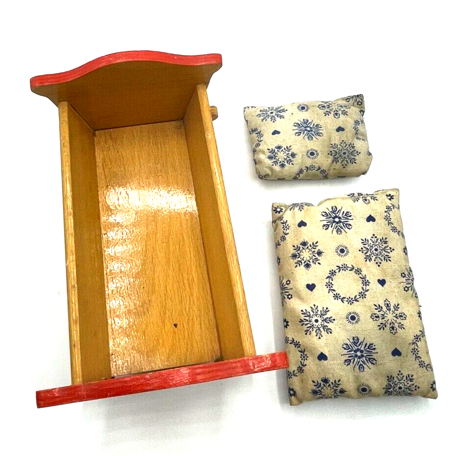 Alte Puppenwiege Puppenbettchen Wiege für Puppe aus Holz 50erJ L 21,5 cm gepfl.5