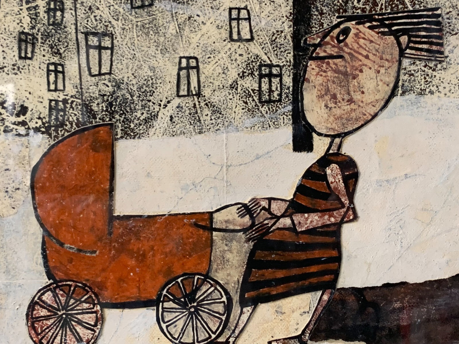 Elke Pollack 'Unterwegs' - Gemälde Mischtechnik Collage - moderne Kunst gerahmt2