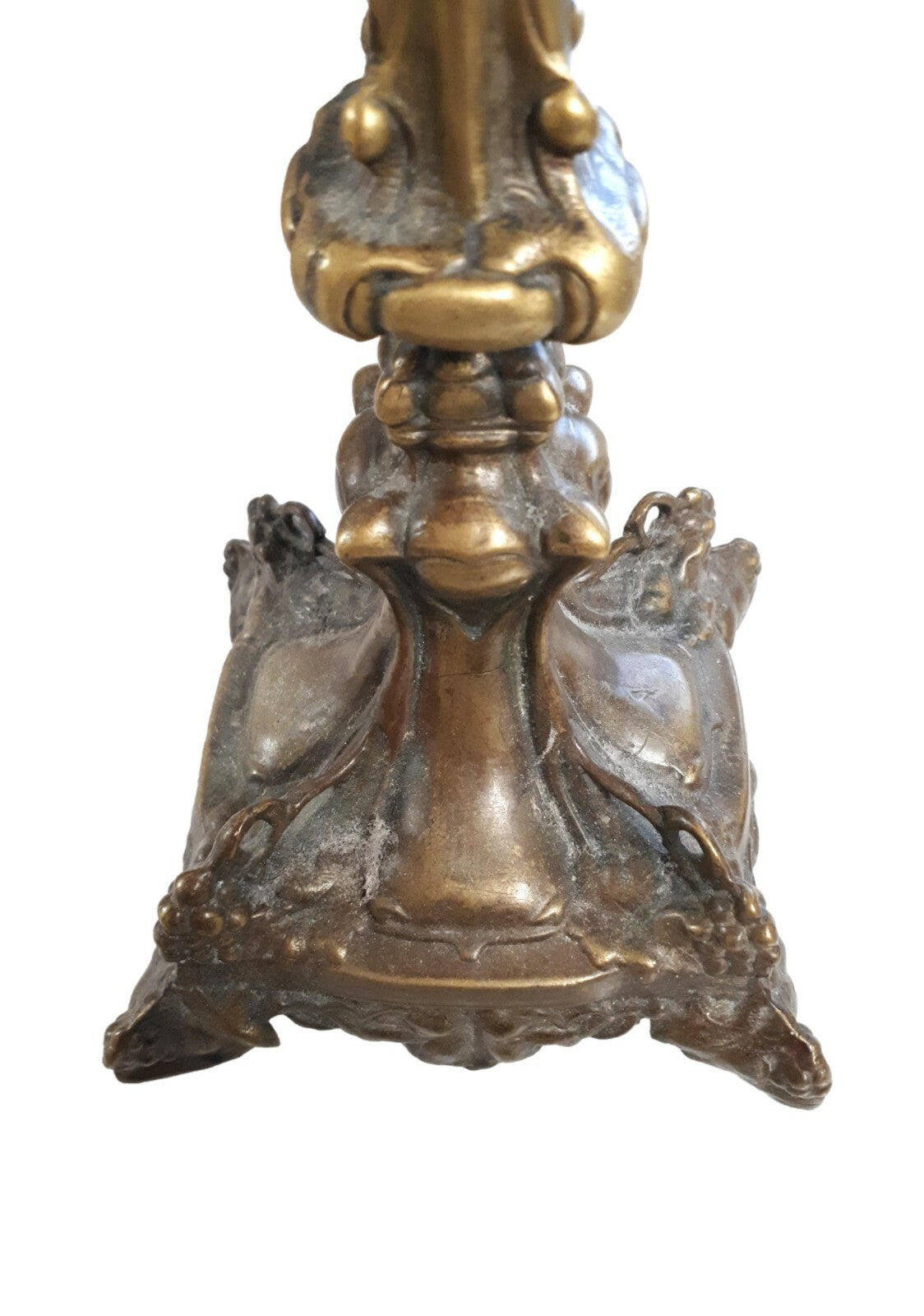 antiker Barockleuchter Kerzenhalter Kerzenständer - Messing Bronze Blech 3