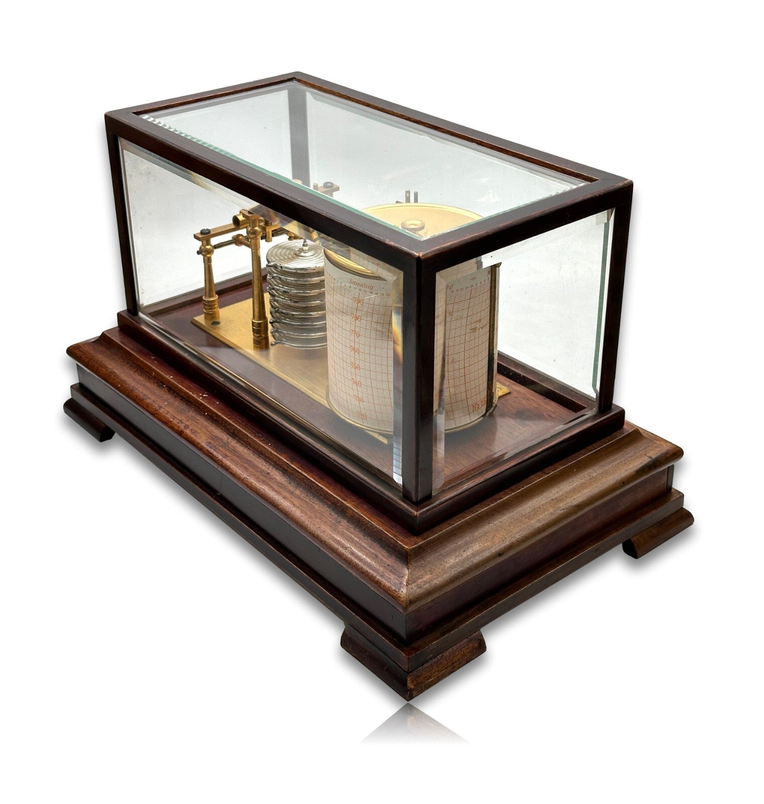 Barograph - C. Erbe Tübingen - Luftdruckmesser um 1900 - facettiertes Glas5