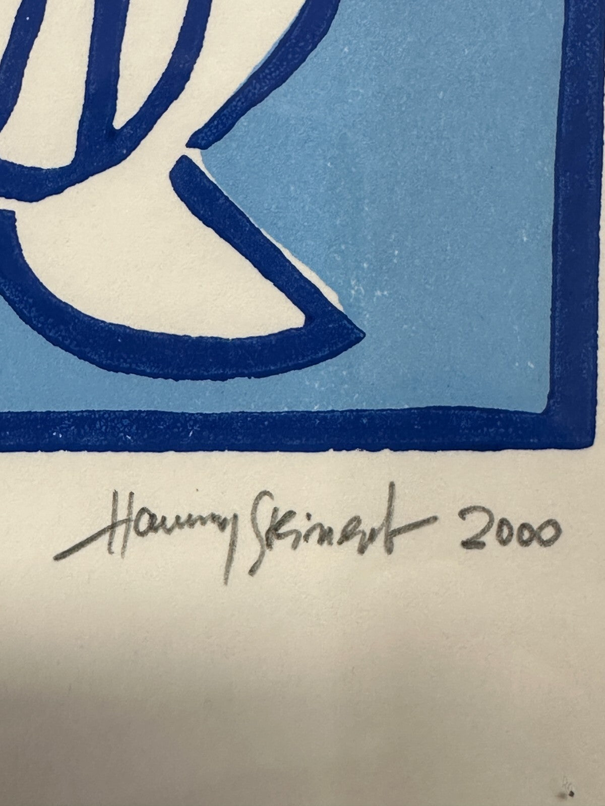 Hannes Steinert - Linolschnitt - 2000 - moderne Komposition in Blau - Signiert6