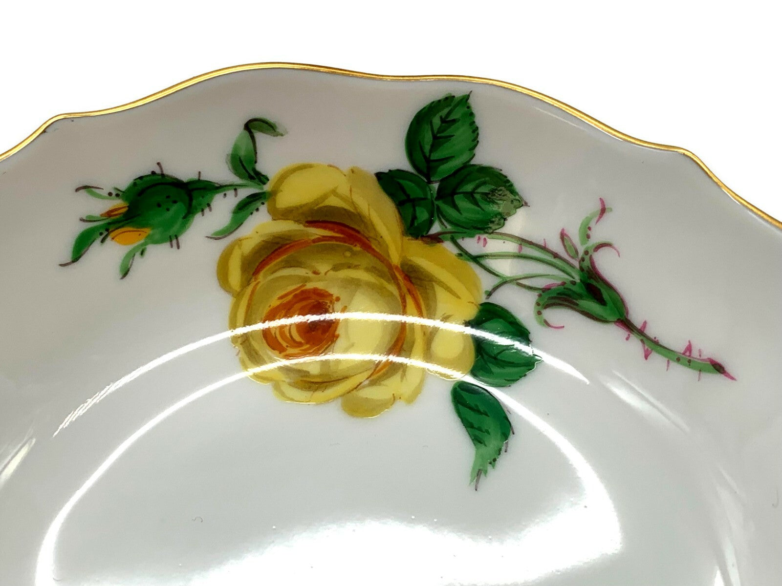 Meissen - Mokkatasse - Dekor Gelbe Rose - Handbemalt - Goldstaffage5
