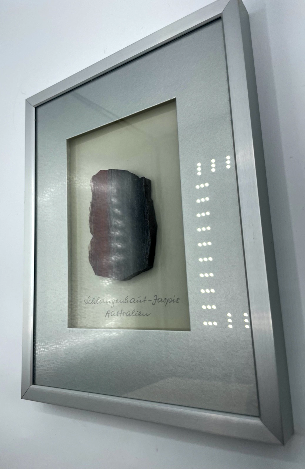 Gr. Schlangenhaut Jaspis Stein aus Australien gerahmt Jaspis Mineral rar Sammler4