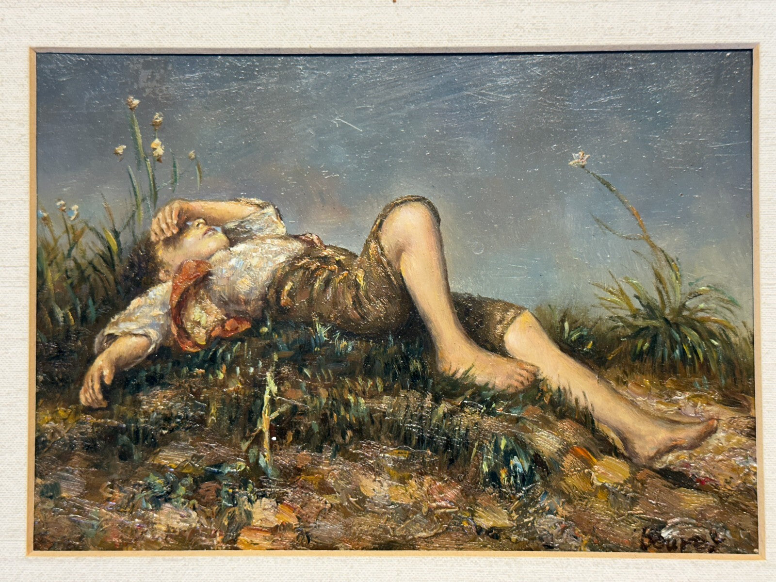 Öl auf Platte - Hirtenjunge - sign. Beurer - nach Franz von Lenbach - Realist1