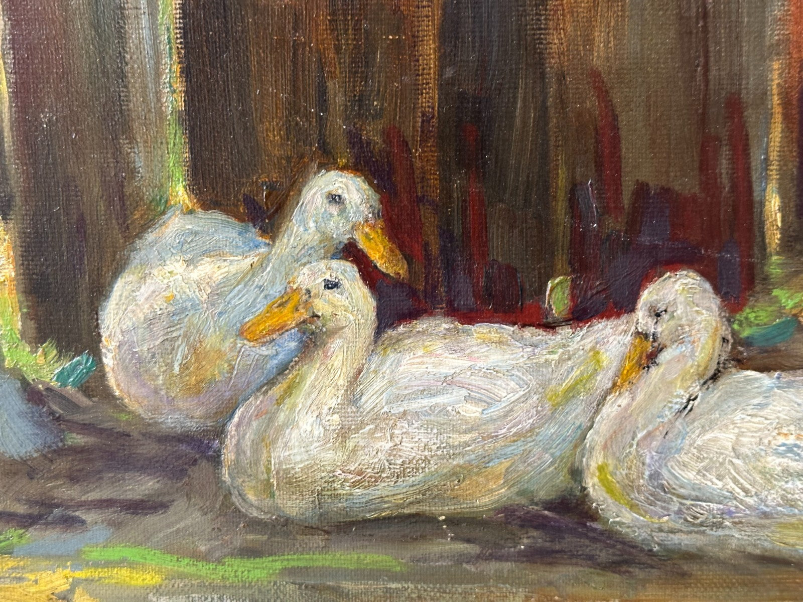 Öl auf Leinwand auf Platte - Hugo Diez 1863-1943 - Enten 1915 - signiert gerahmt1