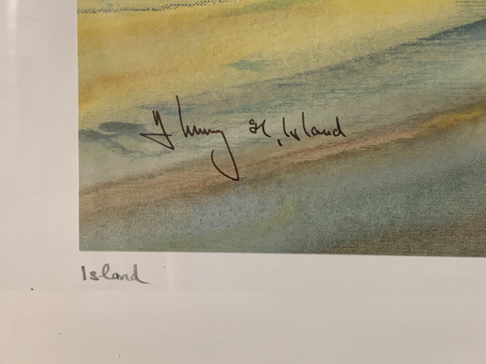 Harald Immig - Aquarell Karton - 'Island' Hafenszene 1991 - gerahmt hinter Glas4