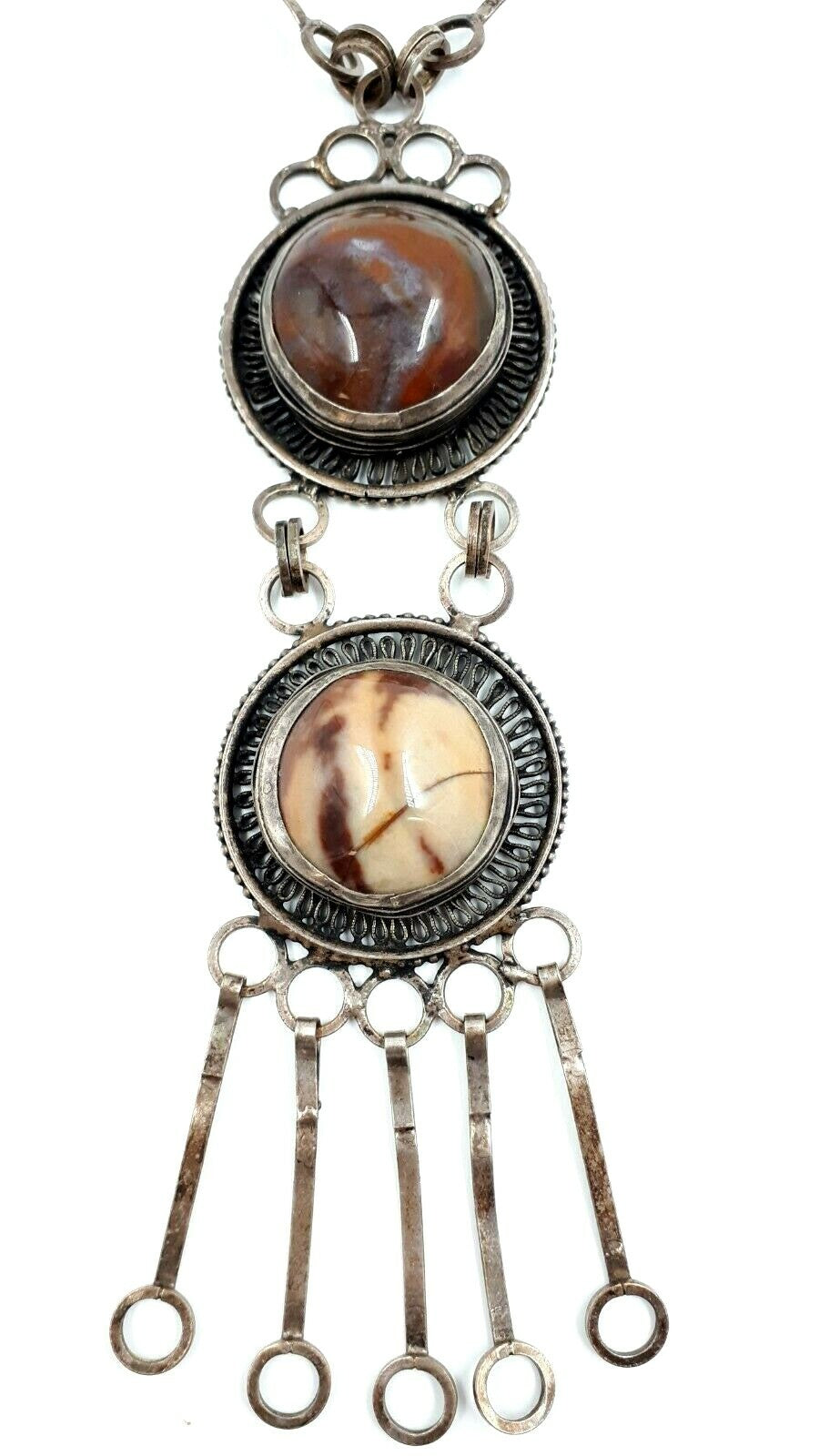 antiker Trachtenschmuck Jaspis - Halskette Necklace - Schmuckstein Cabochon1