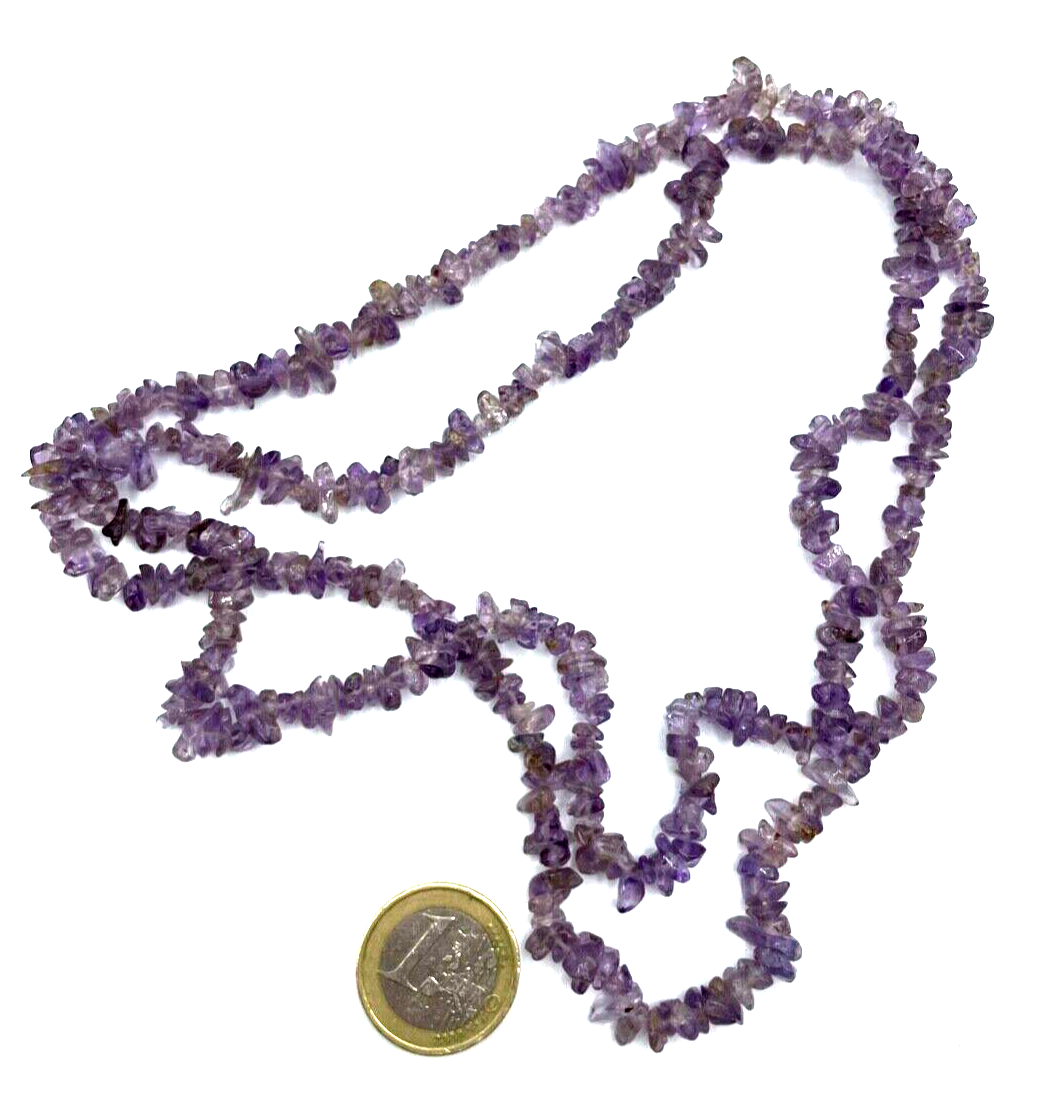 Natürlicher Amethyst Kette Edelstein Splitterkette Endloskette o Verschluss1