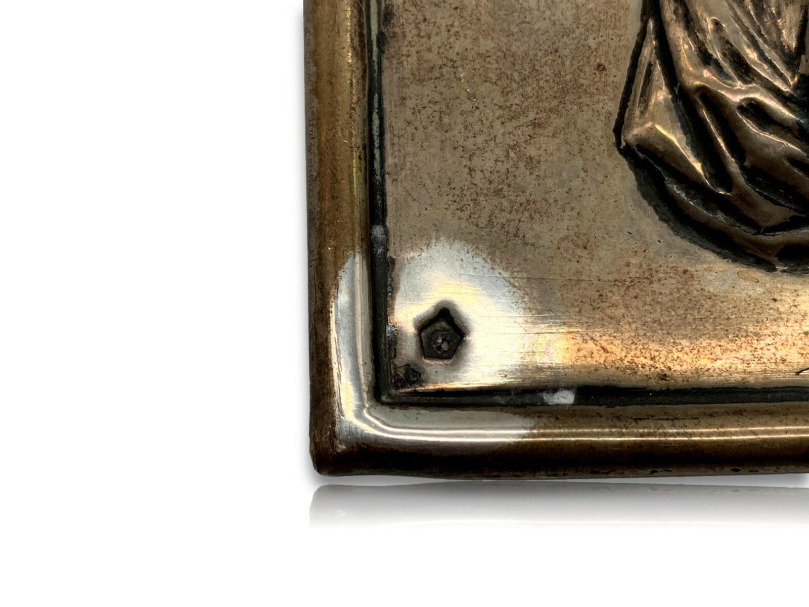 Relieftafel - Wandbild - Silber (säuregeprüft) - Frau kniend beten - punziert3