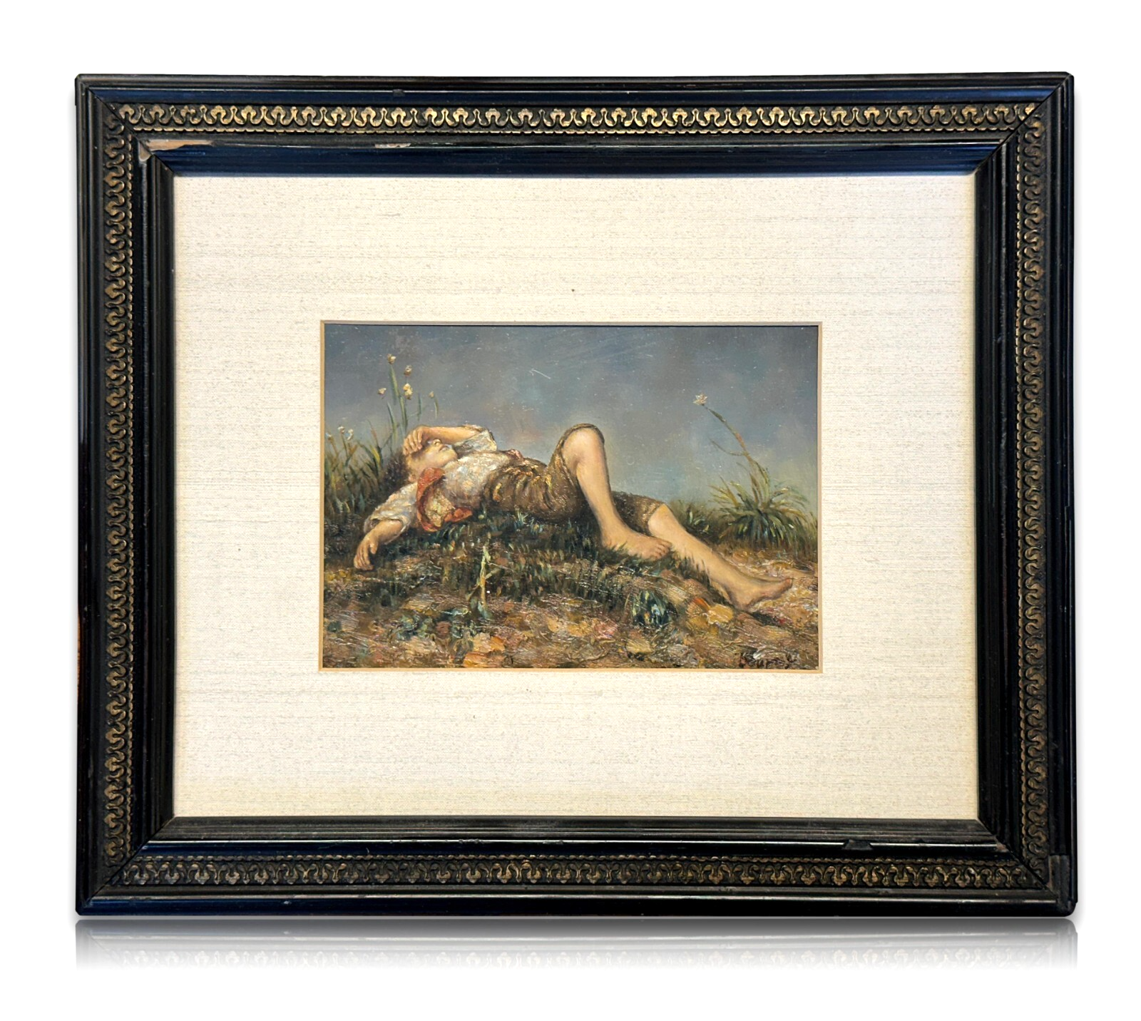 Öl auf Platte - Hirtenjunge - sign. Beurer - nach Franz von Lenbach - Realist0