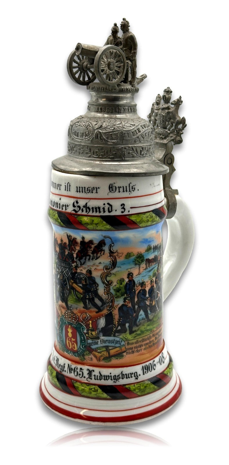 Reservistenkrug Württemberg FA-Regt. Nr. 65 Ludwigsburg 1906–08 – Kanonier2