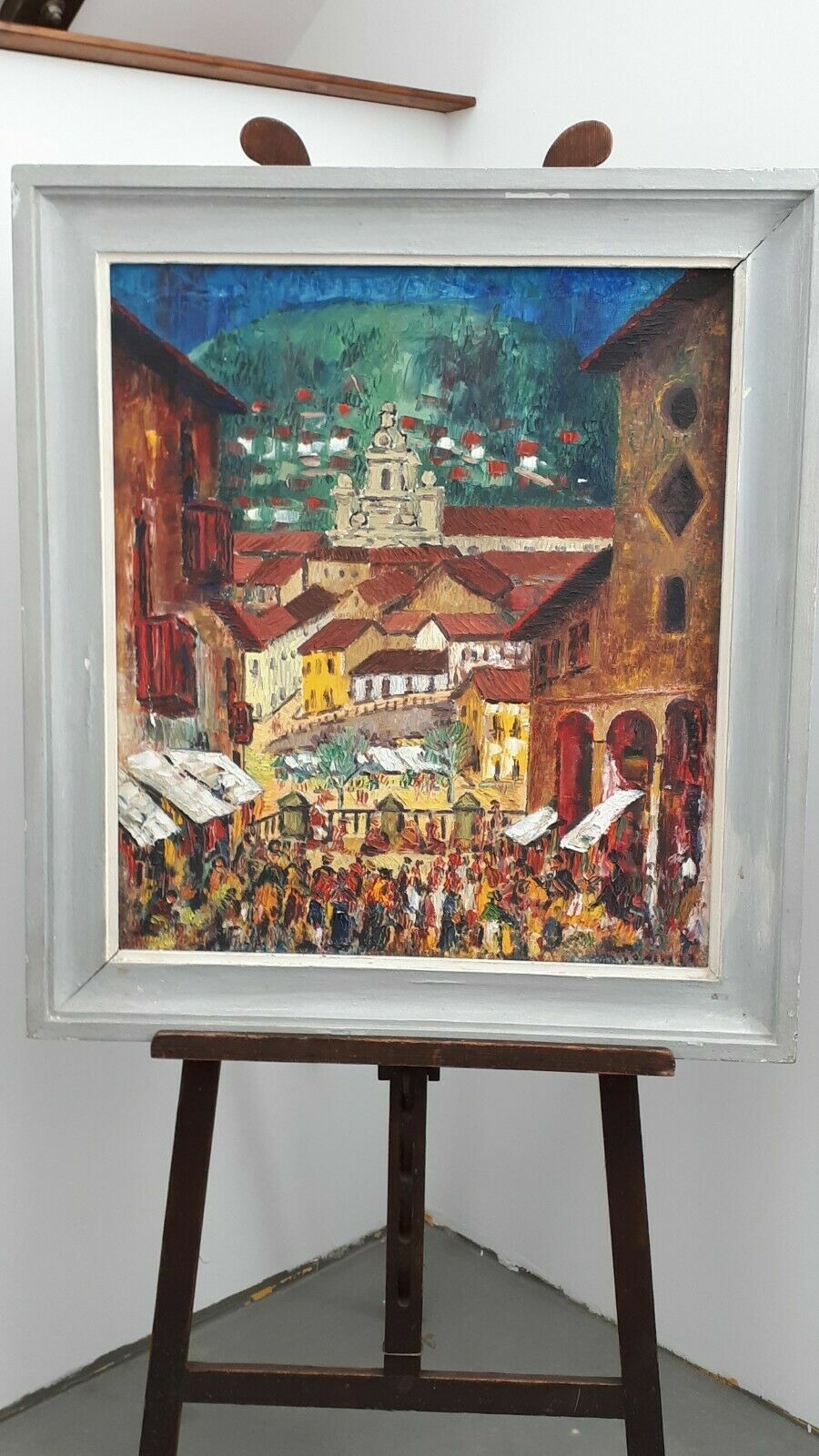 Guerrero José Enrique Ölgemälde - 1962 - Öl auf Leinwand 'Marktplatz' 1