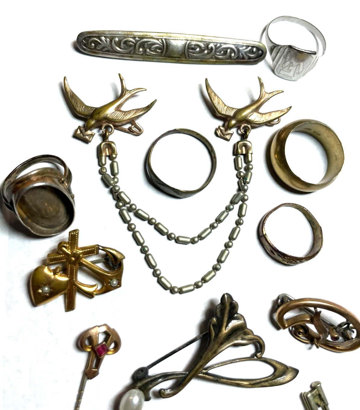 Alter Schmuck Antikschmuck Konvolut zum Basteln Ausschlachten Weiterverarbeiten1