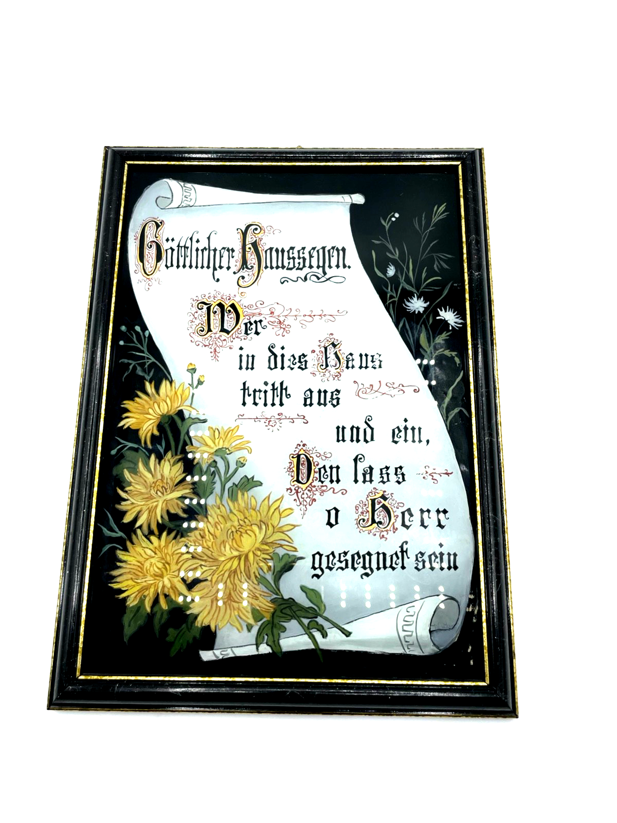 Hinterglasbild Handarbeit Hinterglas Malerei christlich Segen Spruch 32,5 x 23,53