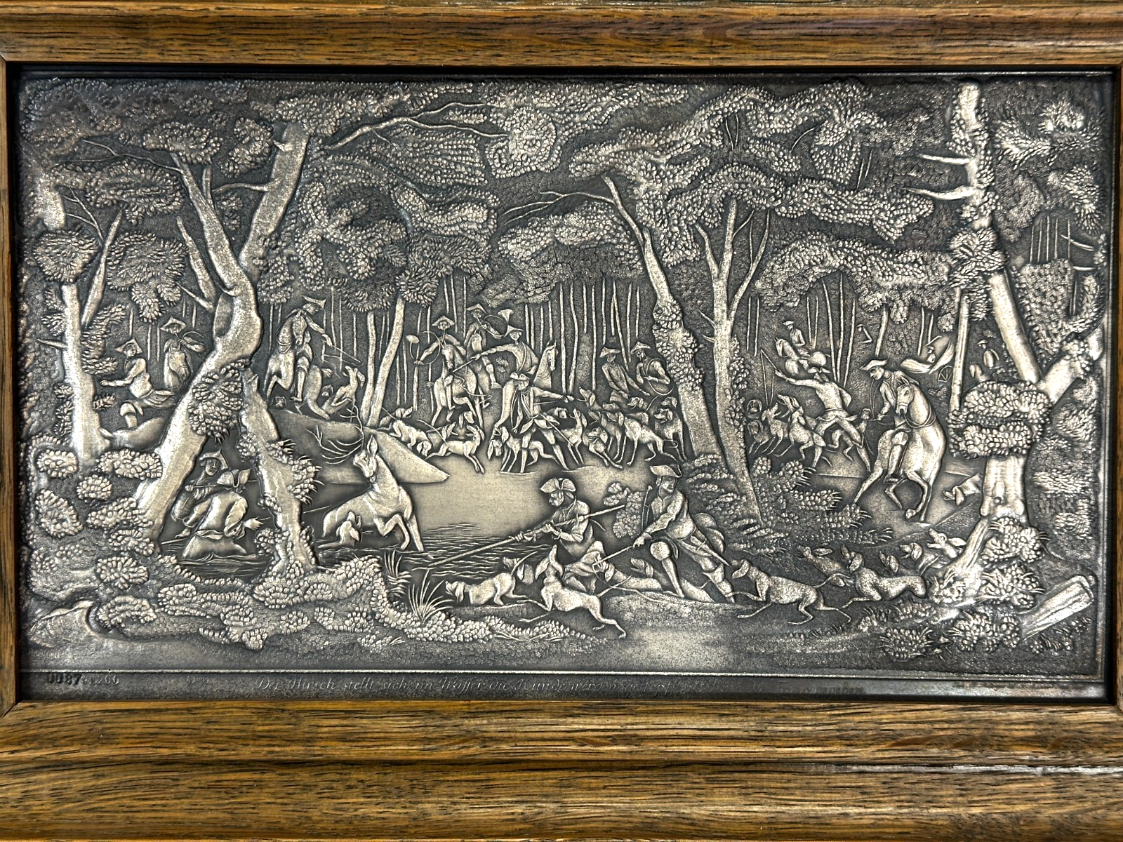 Silberrelief - Jagdszene J. E. Ridinger – Feinsilber 999 – limitiert 87/12001
