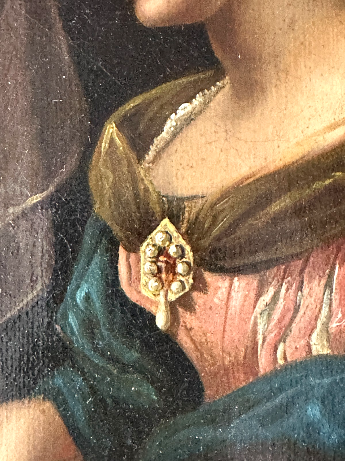 Antikes Ölgemälde auf Leinwand - Dame am Klavier - um 1860 - Goldrahmen5