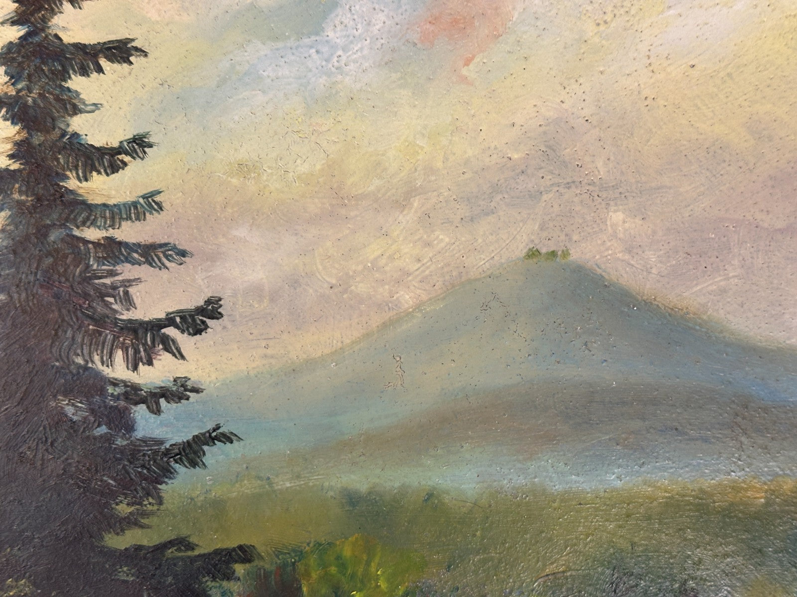 Stimmungsvolle Landschaft mit Bachlauf & Bergen – Öl auf Platte, signiert „Sxor"5