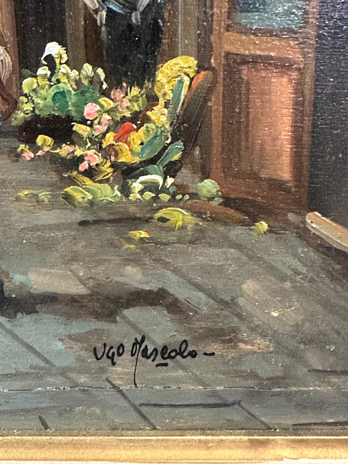 Ugo Mascolo - Öl auf Platte - Neapel - Vicolo di Napoli - gerahmt - signiert10