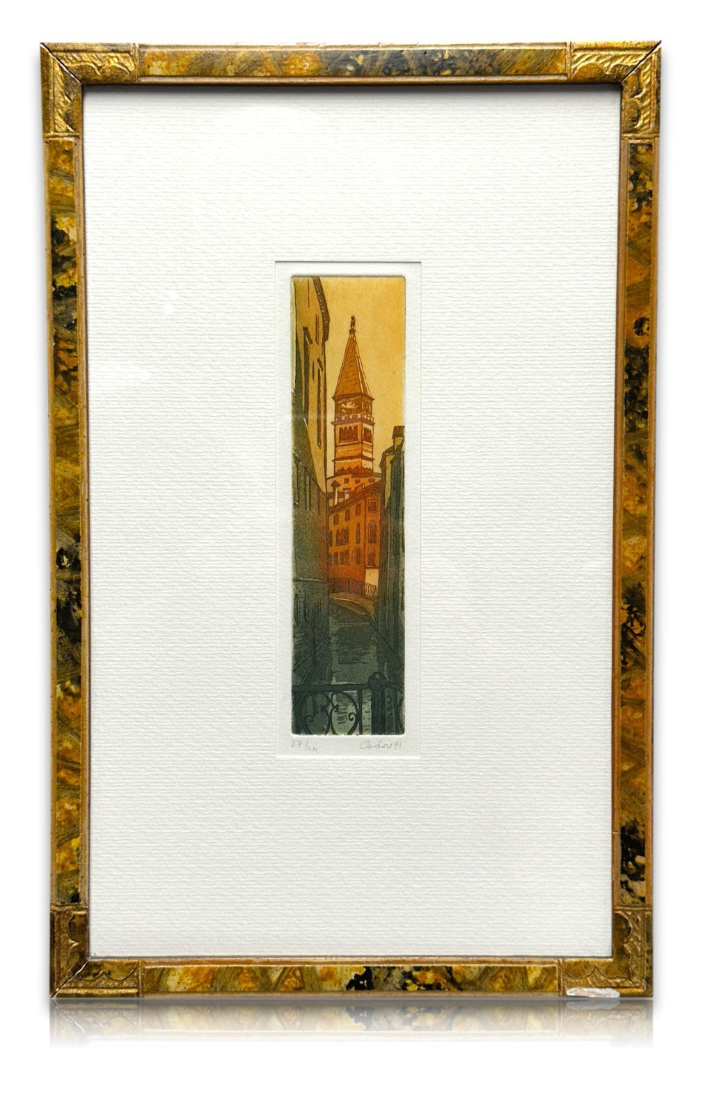 Cadore - 1991 Farbradierung Venedig Campanile/Kanal – 27/44 nummeriert – Rahmen0