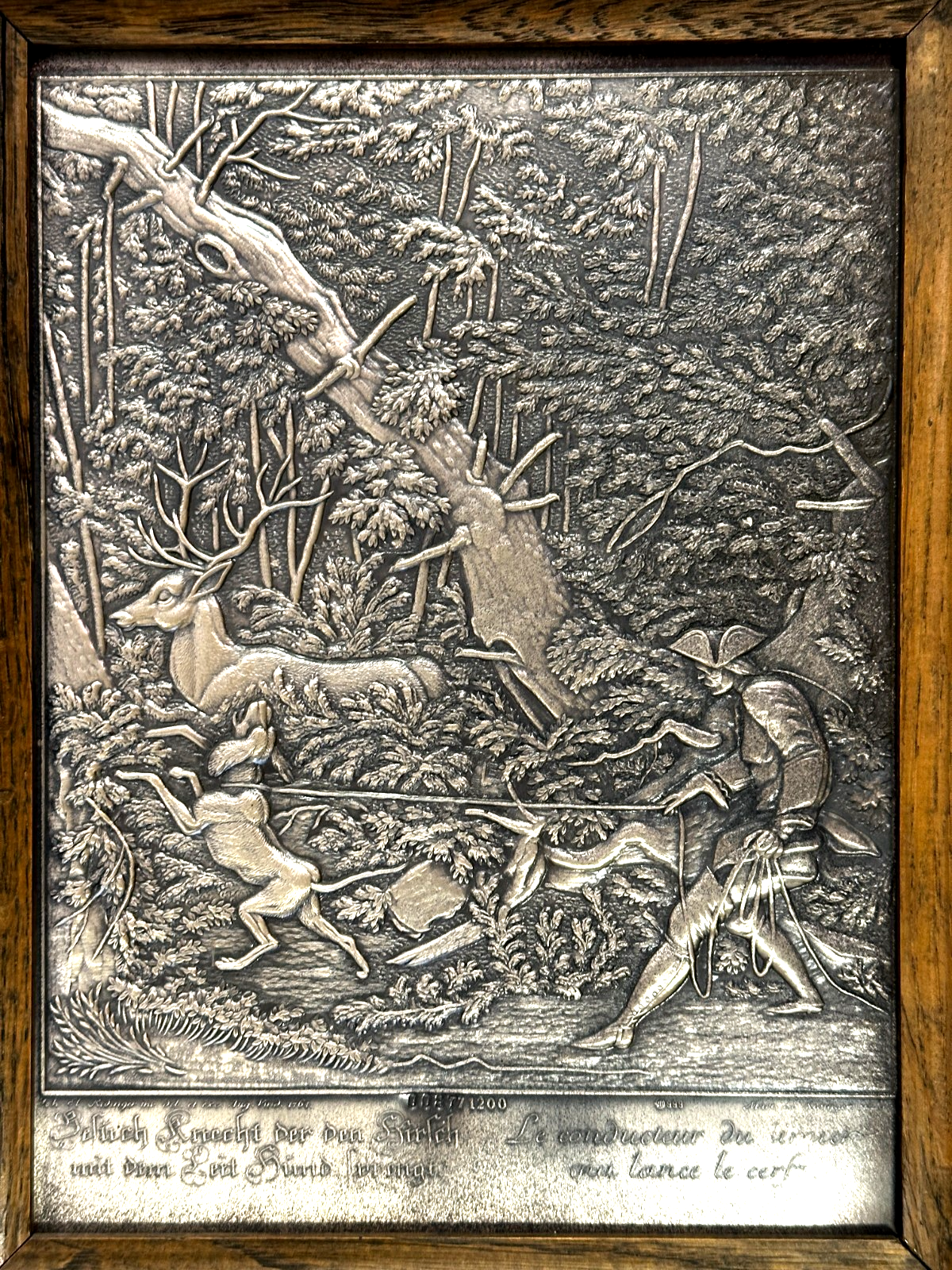 Silberrelief - Jagdszene J. E. Ridinger – Feinsilber 999 – limitiert 87/12001