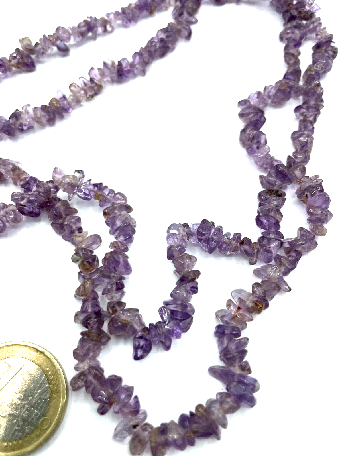 Natürlicher Amethyst Kette Edelstein Splitterkette Endloskette o Verschluss3