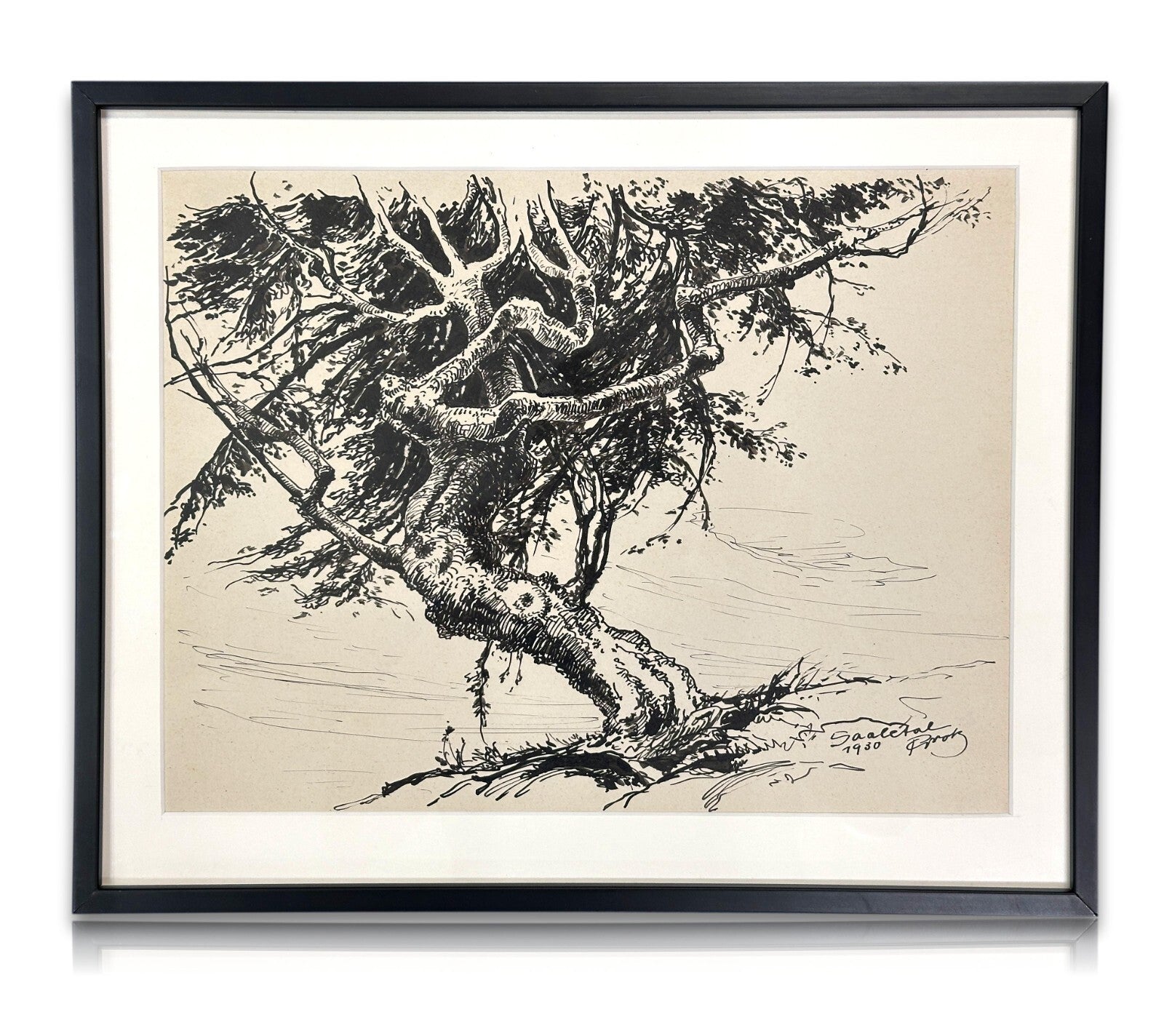 Paul Groß 1873-1942 - Indian ink. Tinte auf Papier - Saaletal 1930 - gerahmt sig0