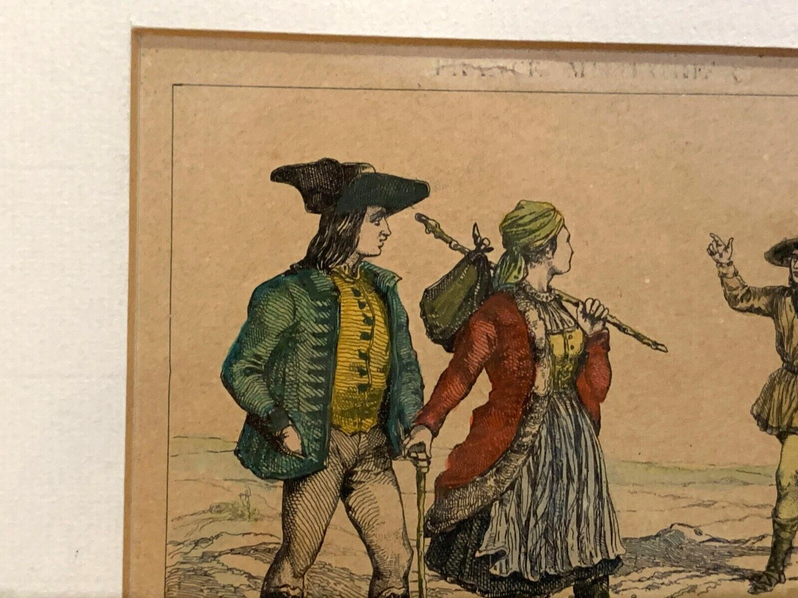 Alexandre Lacauchie - Kupferstich koloriert - Bauern Mährens Trachten Mode 18302