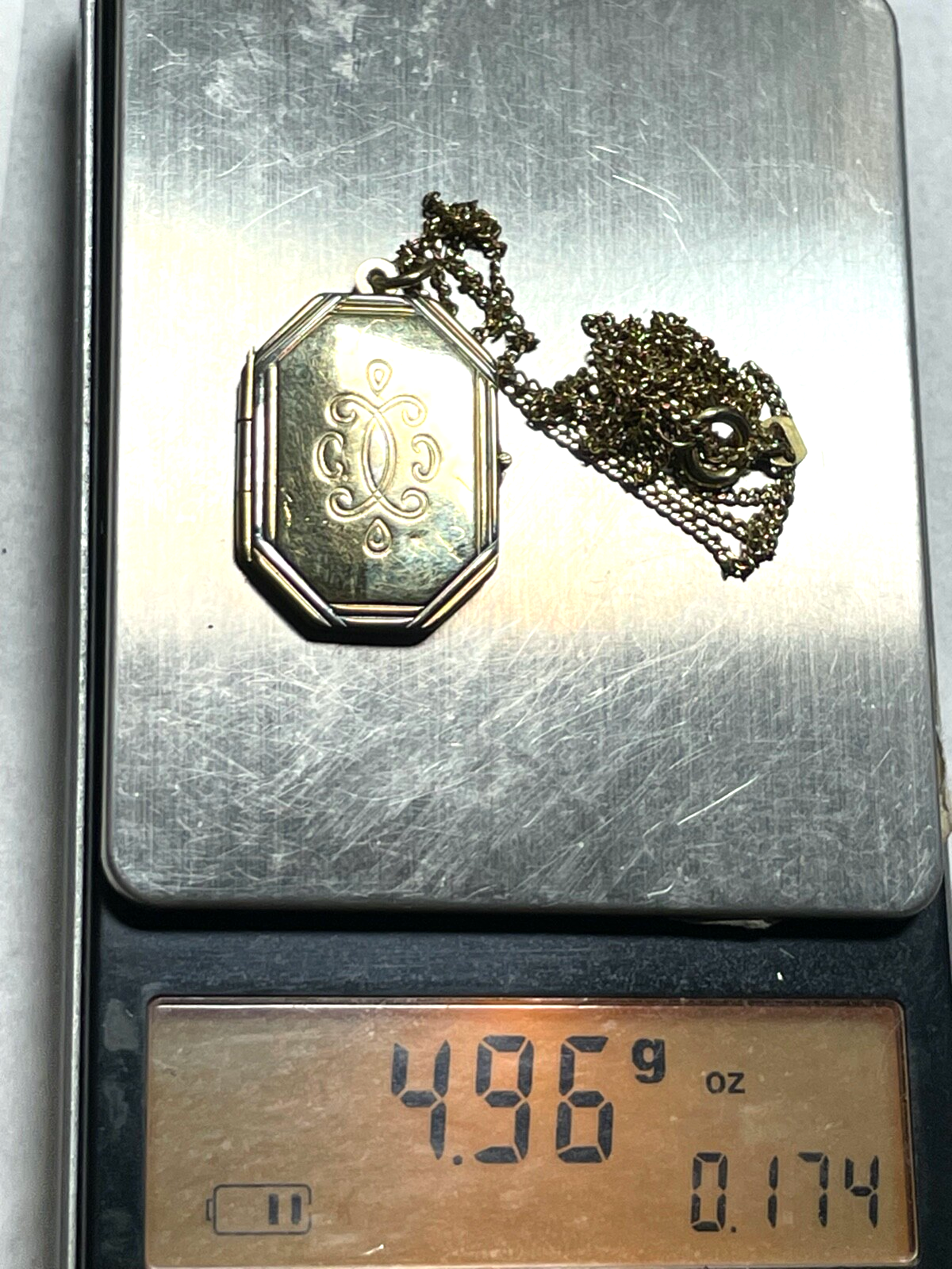 333 Gold 8 K Panzer Kette + antik Medaillon Gold Anhänger Juwelier L 45,5 cm5