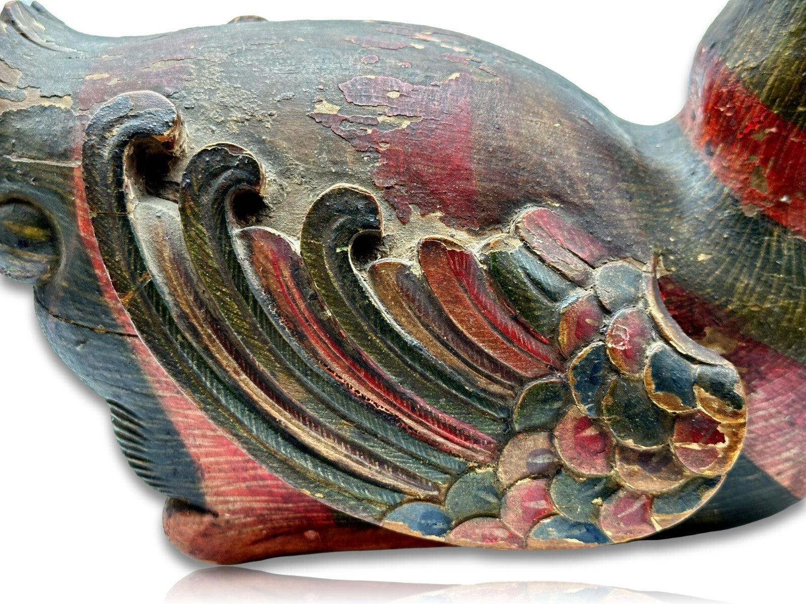 Mandarinente Mandarin Duck - antike japanische Schnitzerei 17. Jhd. - Holz10