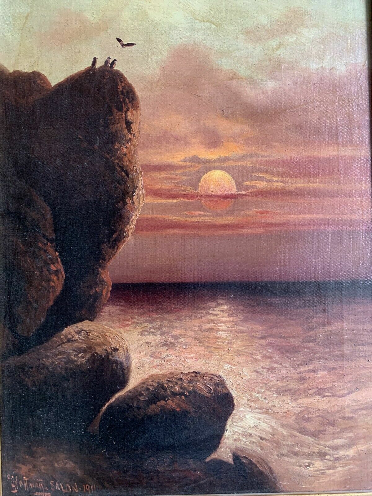 Georg Hoffmann-Salon 1911 - Ölgemälde - Dämmerlandschaft am Meer - gerahmt7