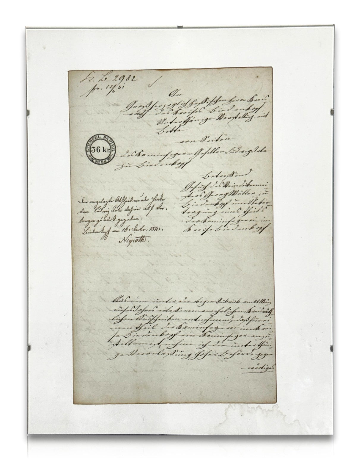 1841 Stempelpapier 36 Kreuzer – Großherzogtum Hessen – Brief Kreisamt Lindenfels0