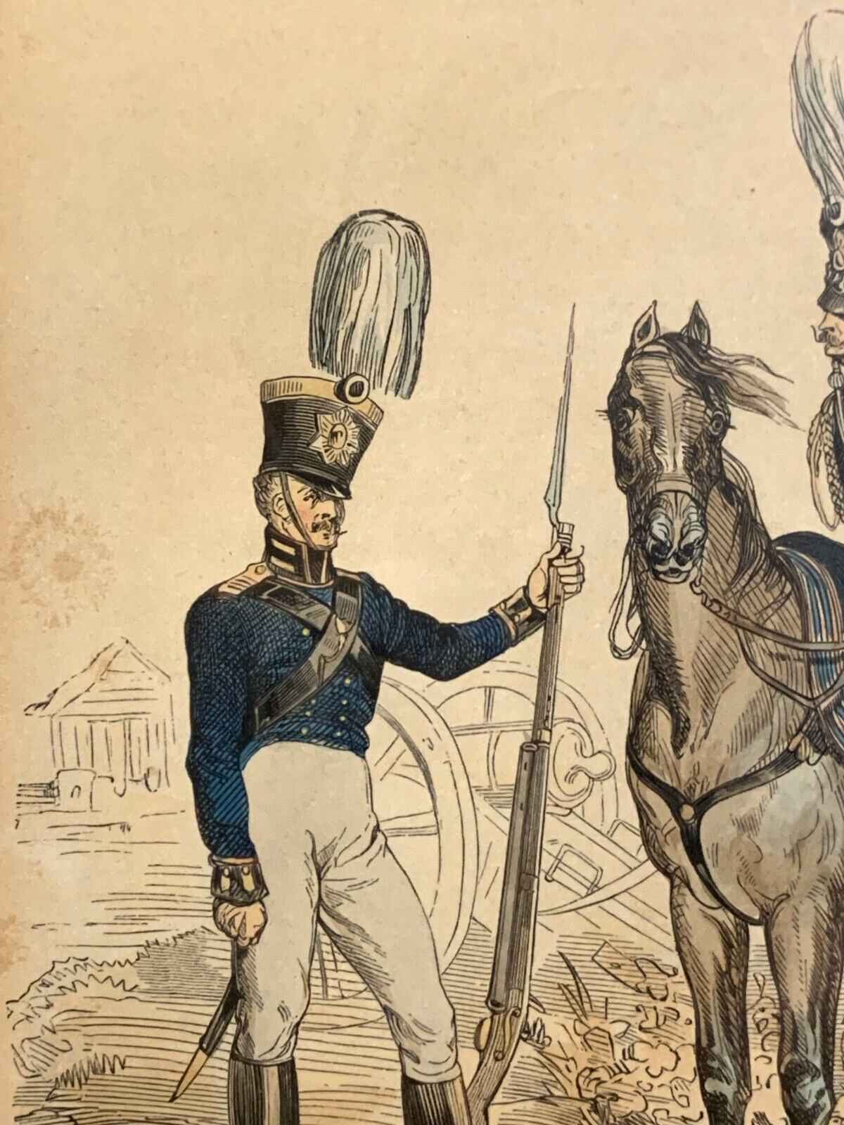 René Louis DEMORAINE - Stahlstich koloriert - Preußische Artillerie Uniform 18123