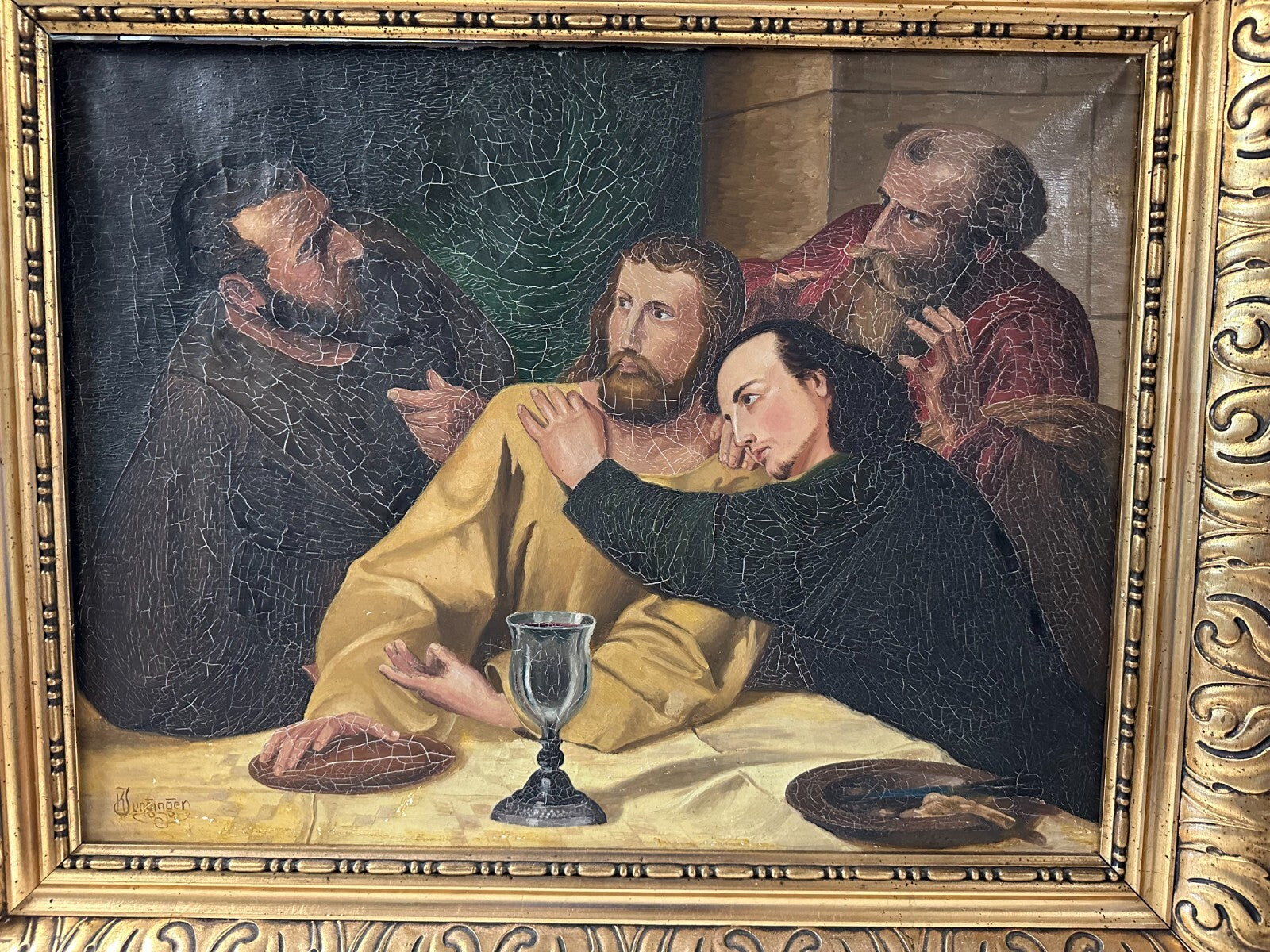 Öl auf Leinwand - Jesus und Judas - K. Junginger - Kopist nach Adolf Schmitz1
